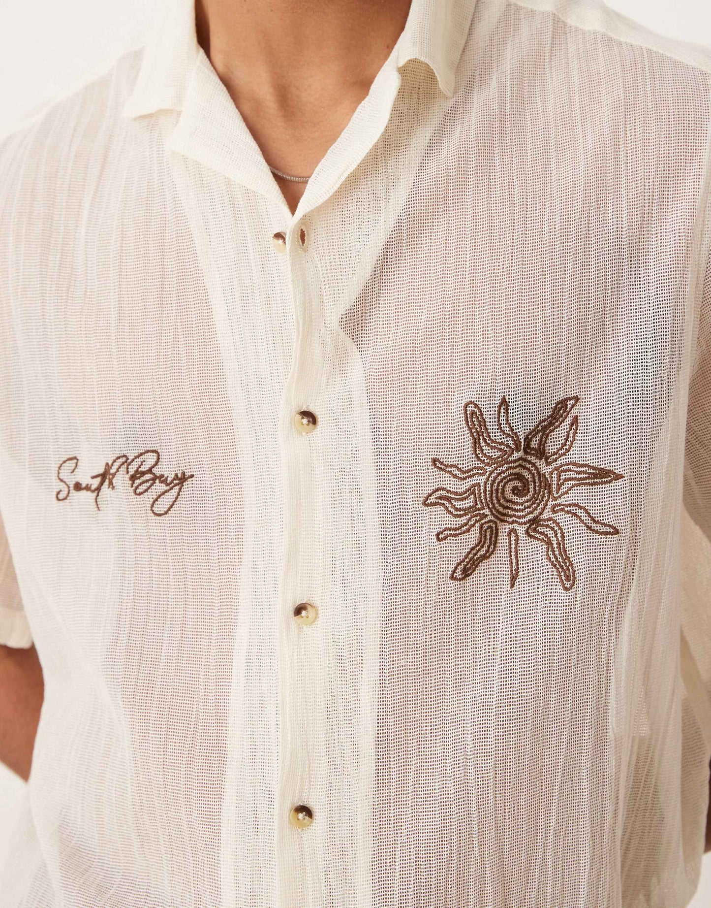 ASOS DESIGN co-ord boxy revere shirt with chest embroidery in cream