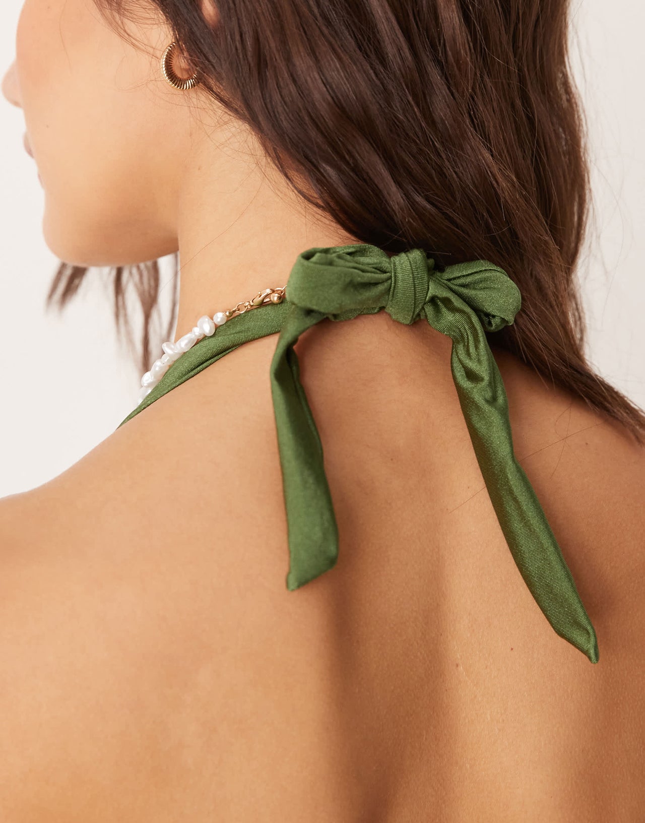 New Look triangle bikini top in khaki