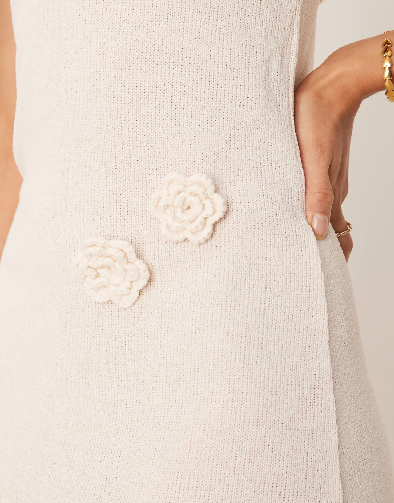 New Look crochet flower maxi beach dress in cream
