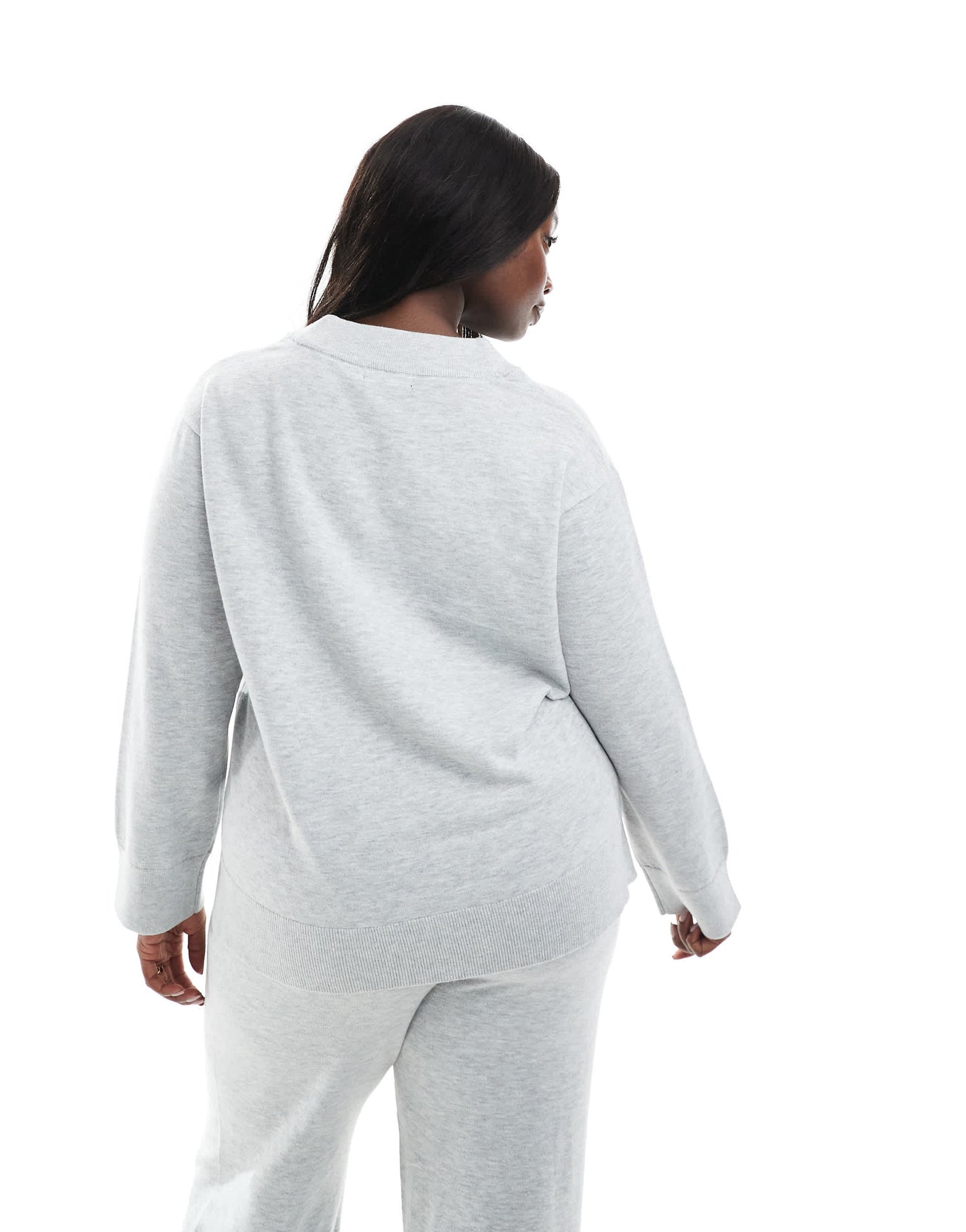 New Look Curve co-ord v neck jumper in light grey