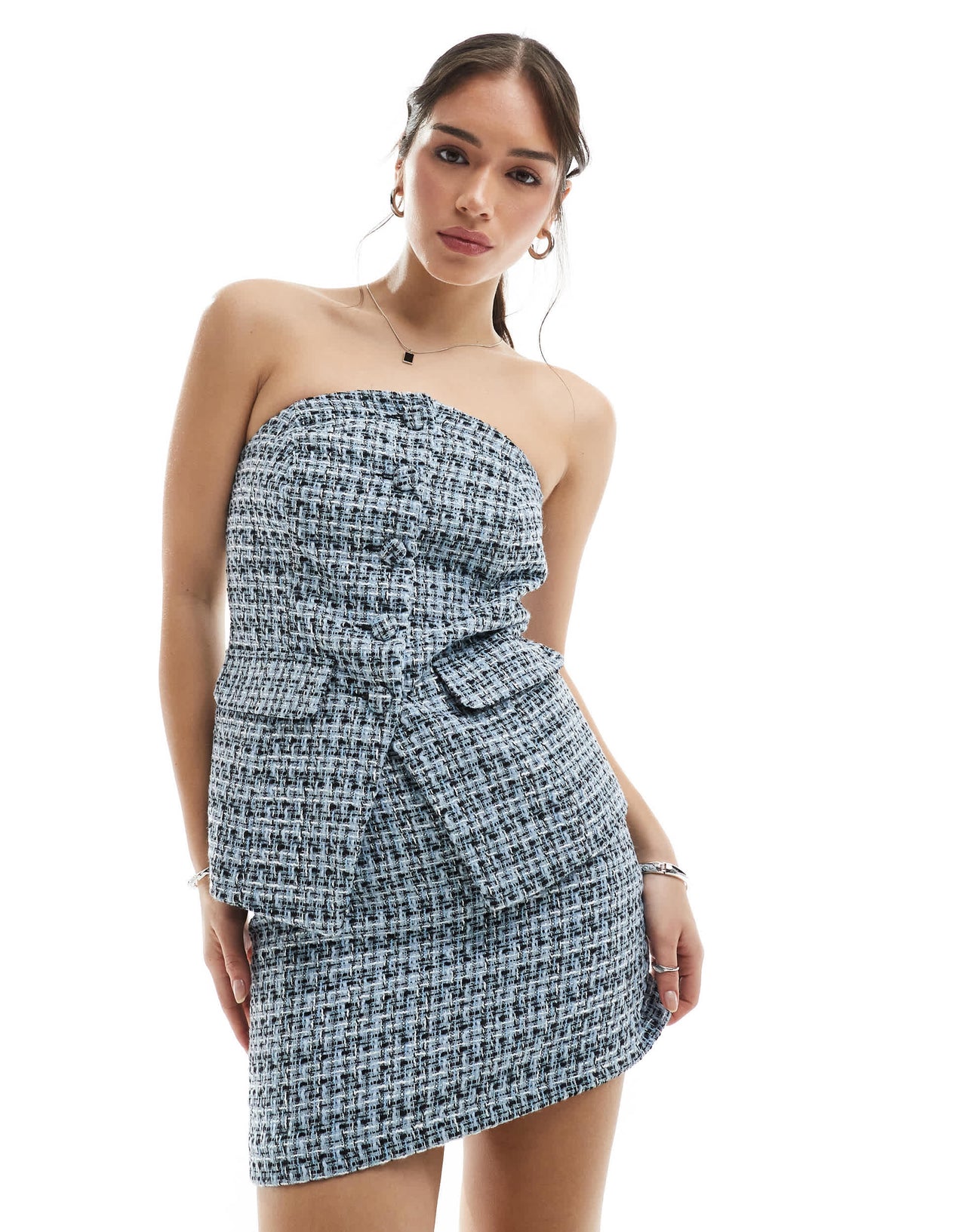 New Look a-line boucle mini skirt co-ord in blue