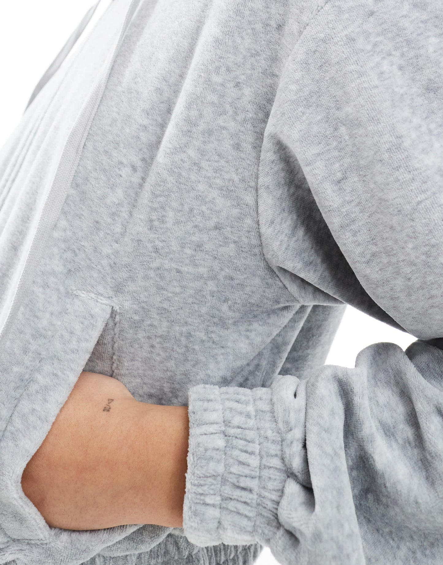 Stradivarius velor zipper jacket in light grey