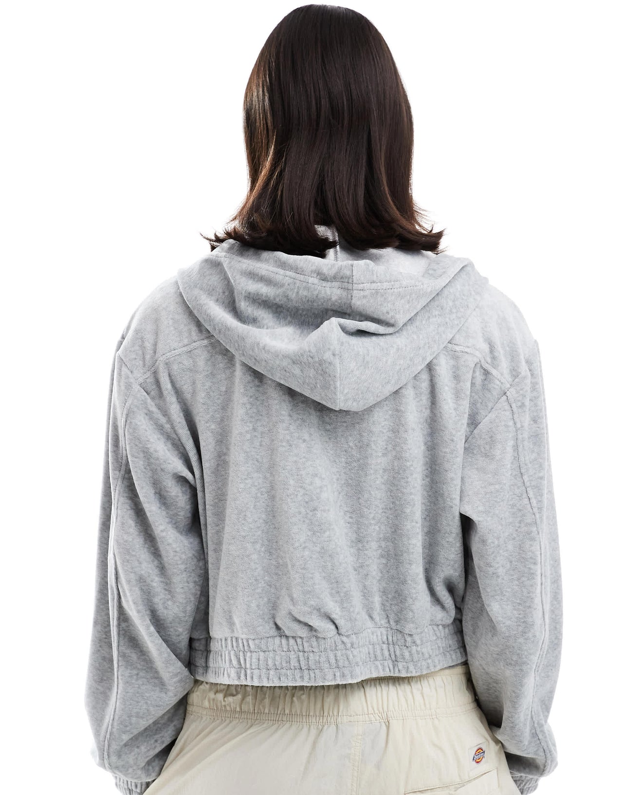 Stradivarius velor zipper jacket in light grey