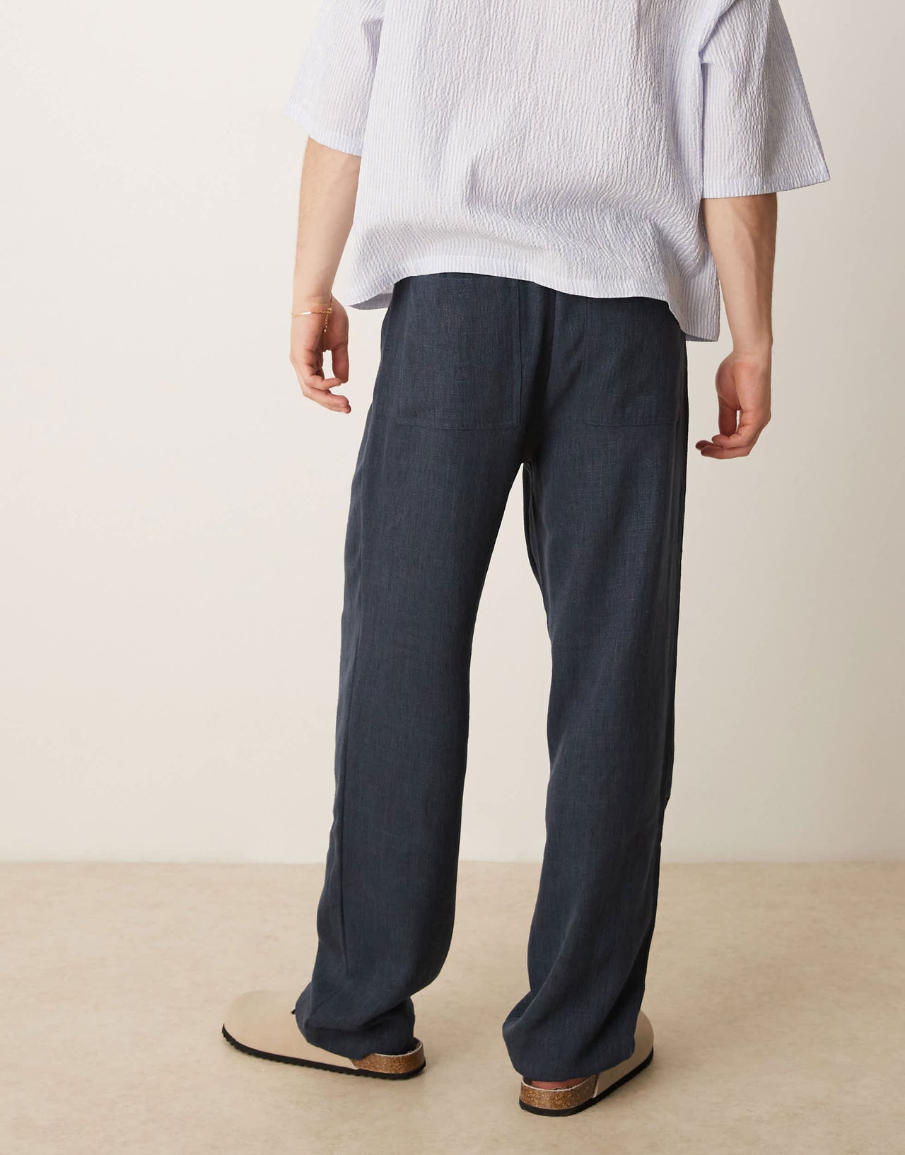 ASOS DESIGN baggy trouser with drawstring in navy