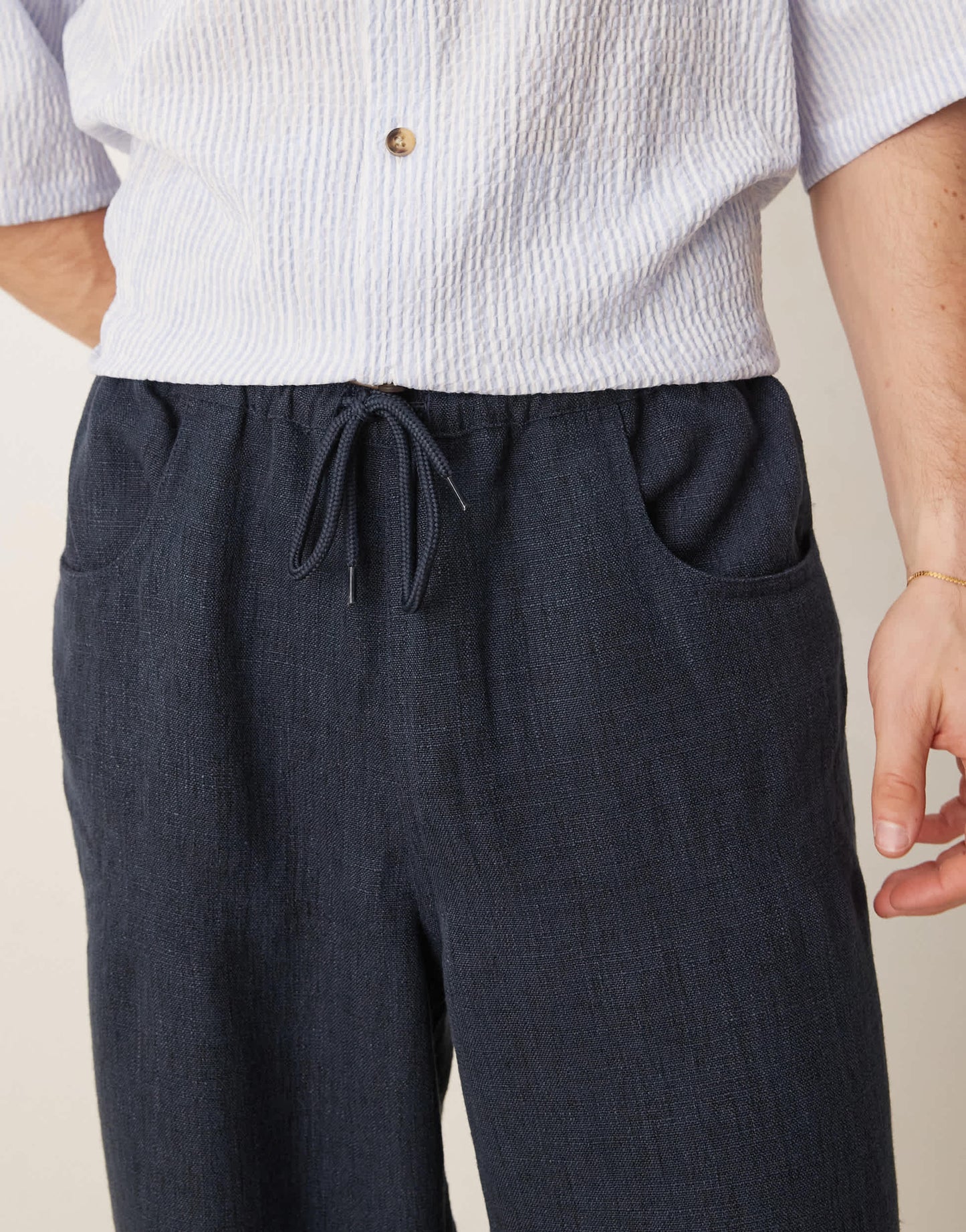 ASOS DESIGN baggy trouser with drawstring in navy