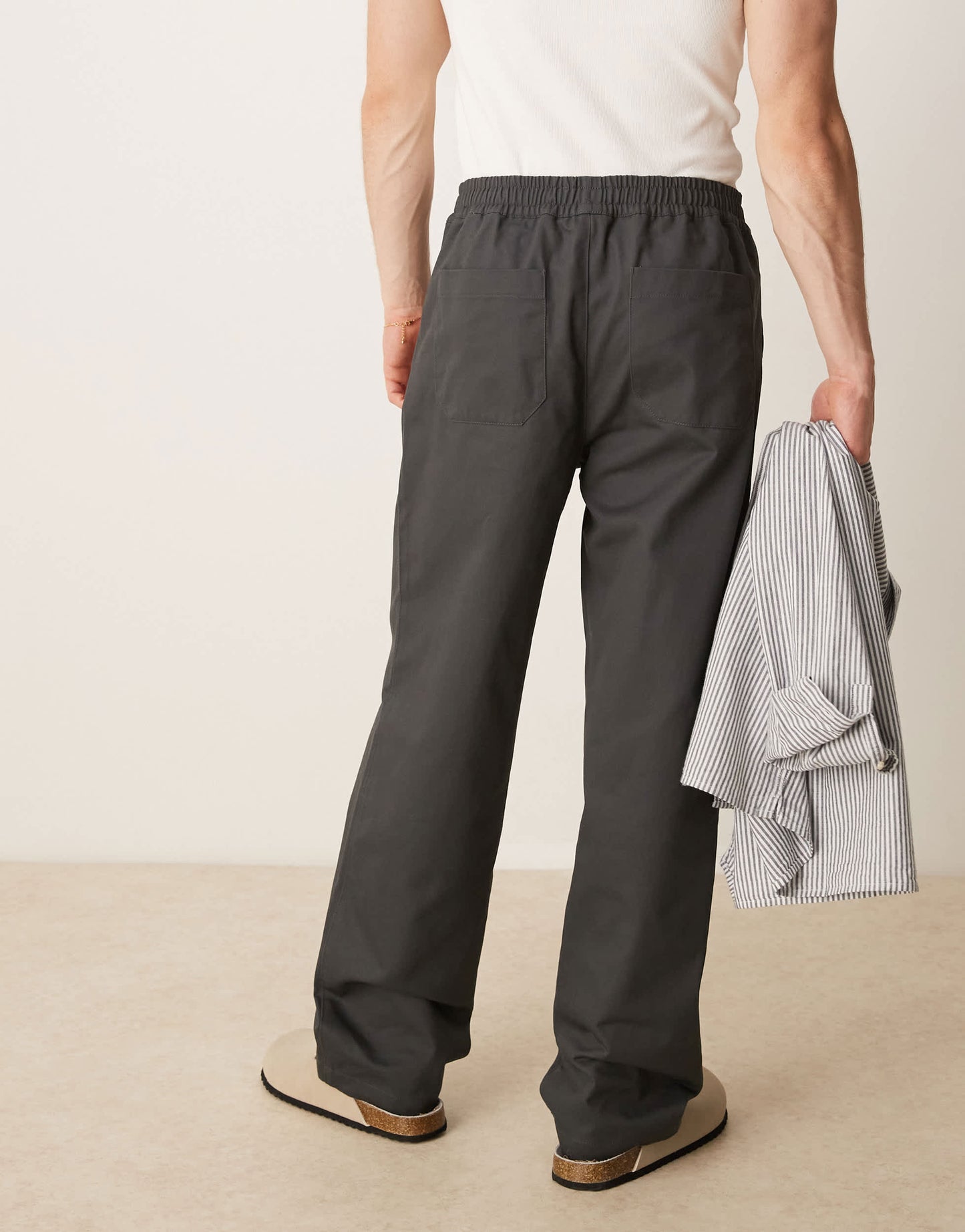 ASOS DESIGN baggy pull on trouser in charcoal grey