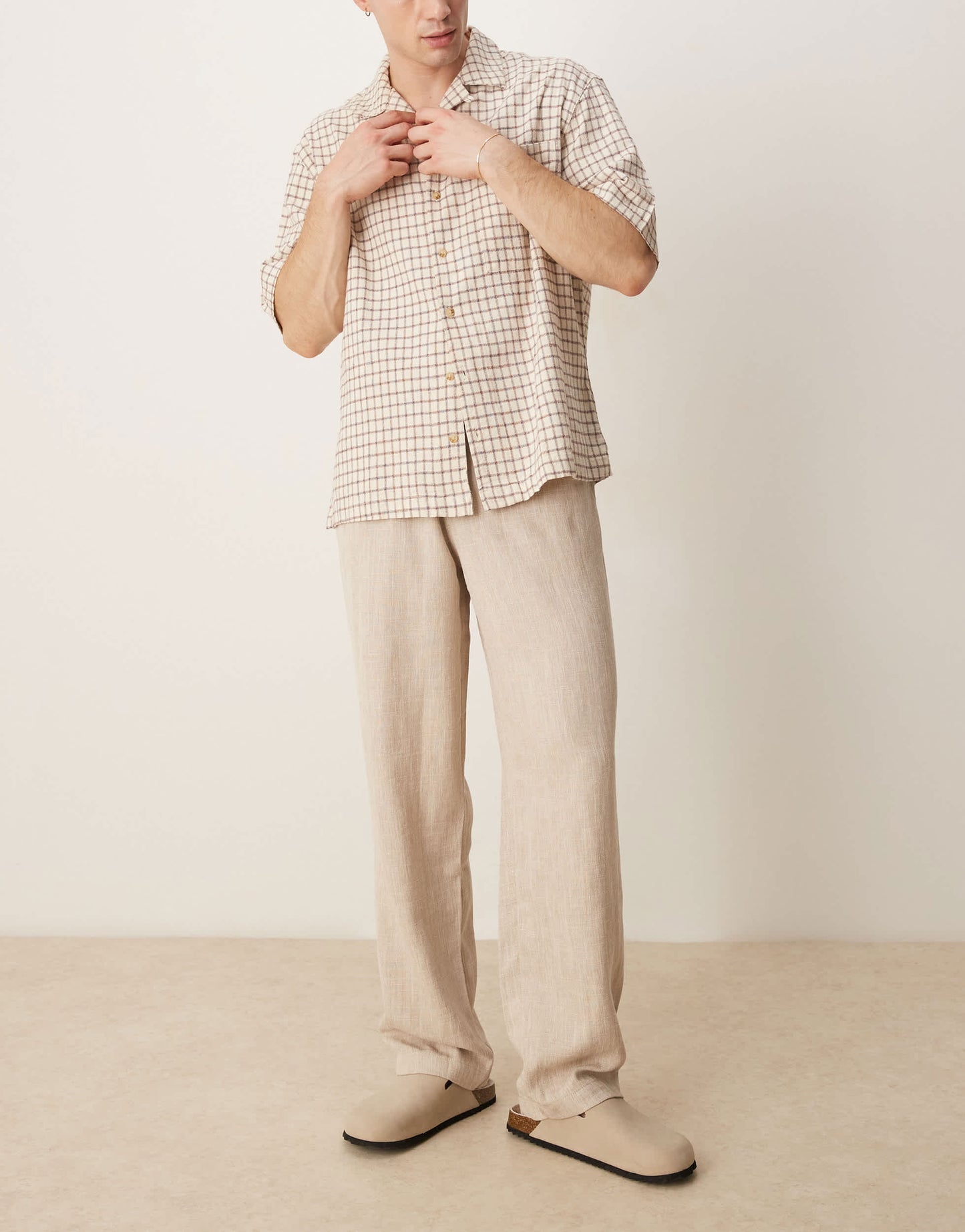 ASOS DESIGN baggy trouser with drawstring in natural