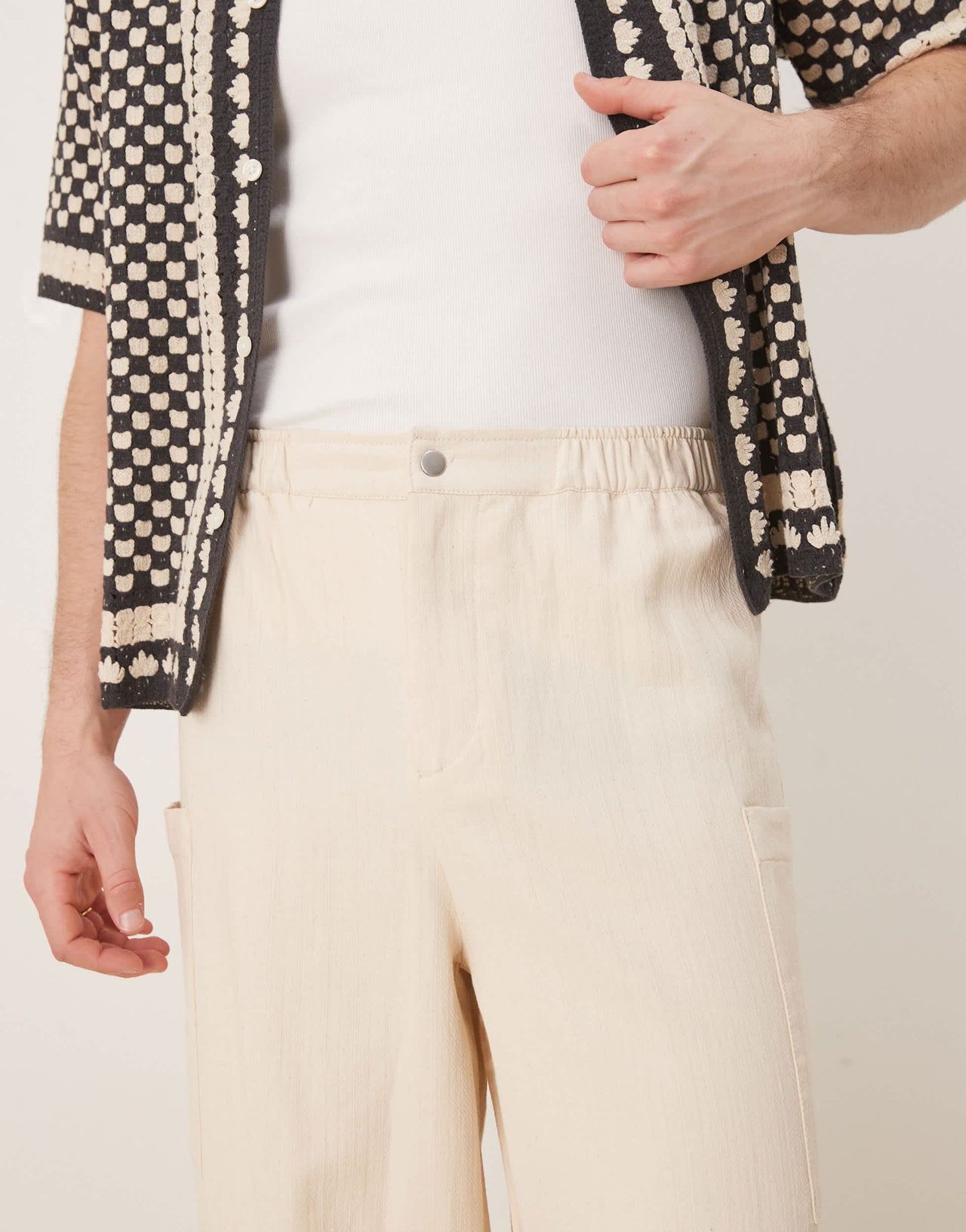ASOS DESIGN oversized baggy linen look trouser in ecru