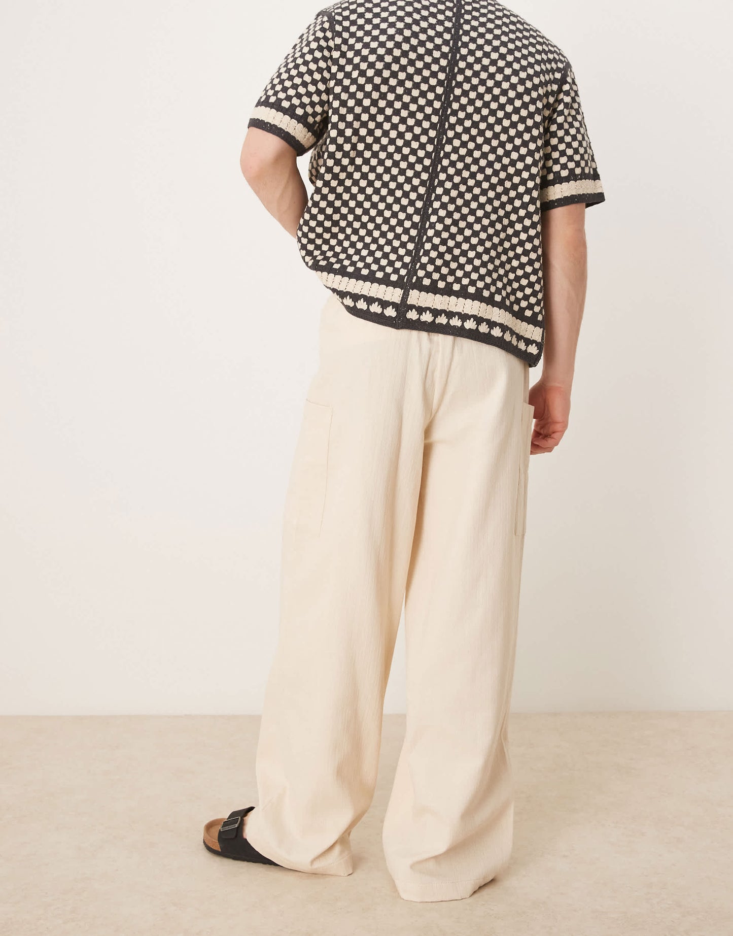 ASOS DESIGN oversized baggy linen look trouser in ecru