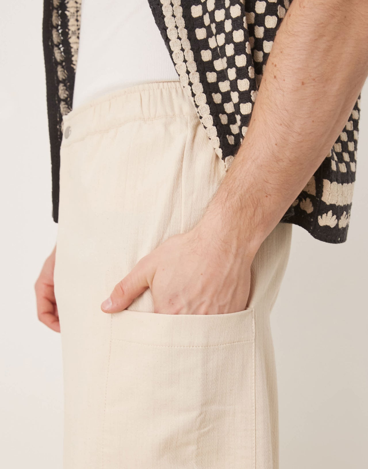 ASOS DESIGN oversized baggy linen look trouser in ecru