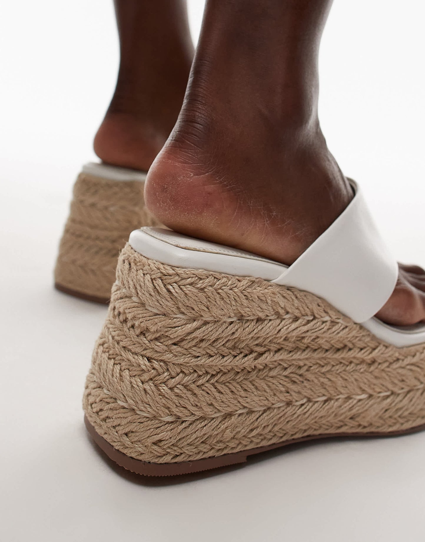 Topshop Heidi toe thong espadrille wedge in white