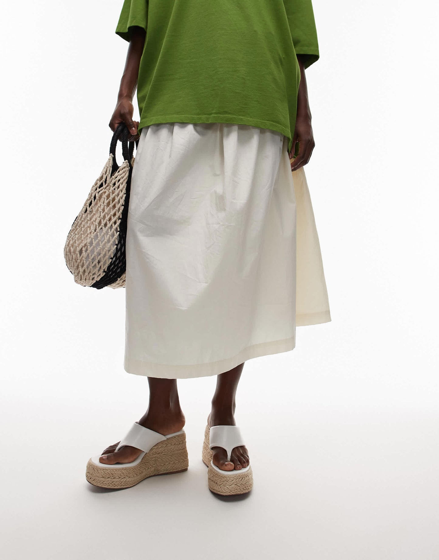 Topshop Heidi toe thong espadrille wedge in white