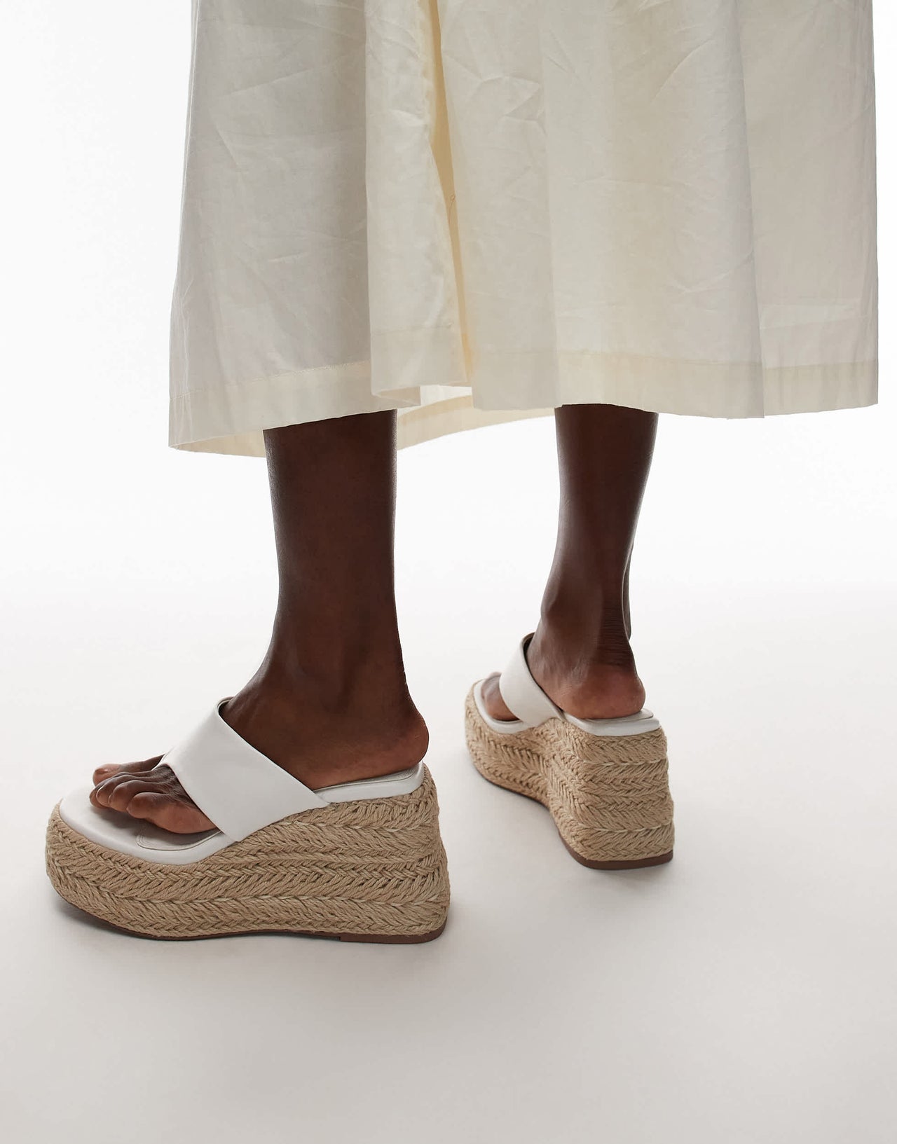 Topshop Heidi toe thong espadrille wedge in white