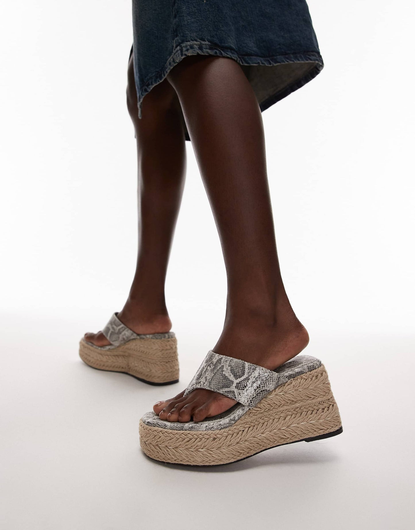 Topshop Heidi toe thong espadrille wedge in snake
