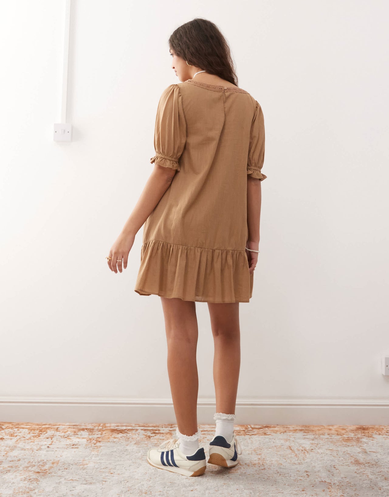 Miss Selfridge voile smock dress in mocha