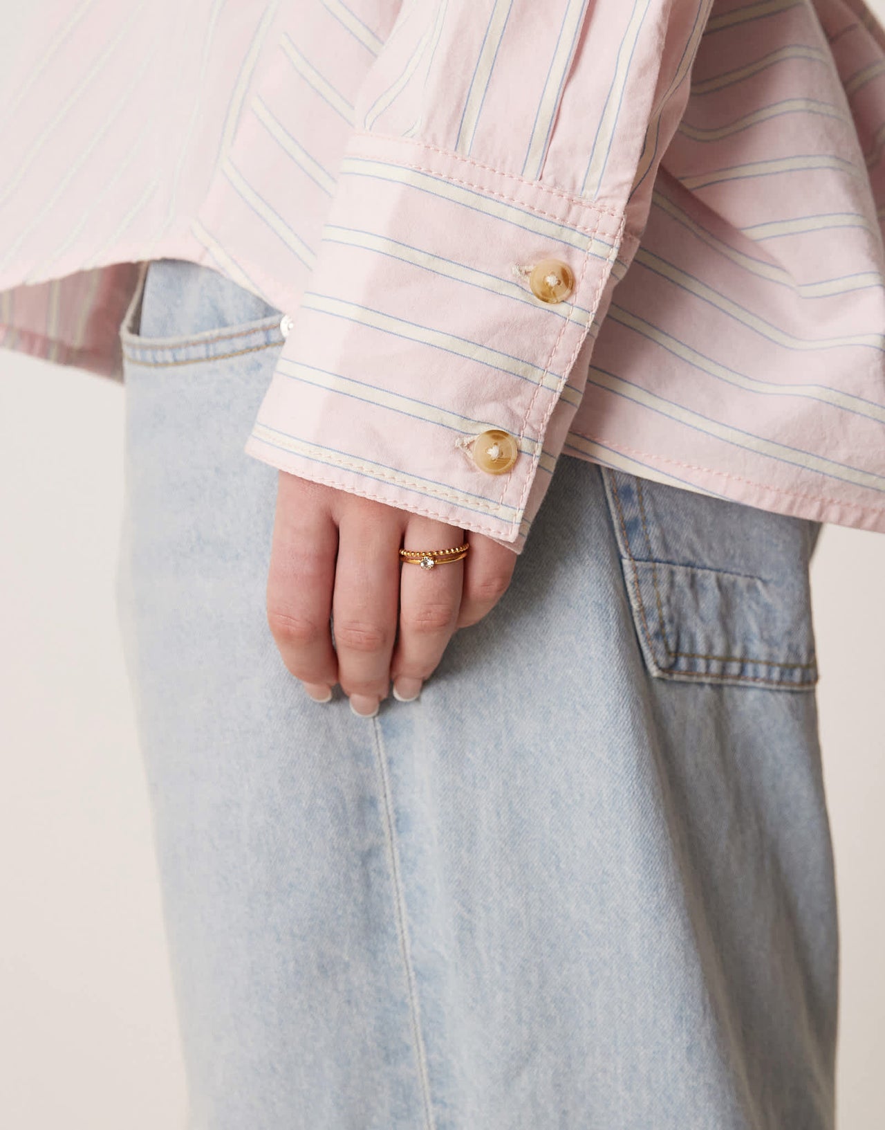 Free People striped varsity oversized shirt in light pink