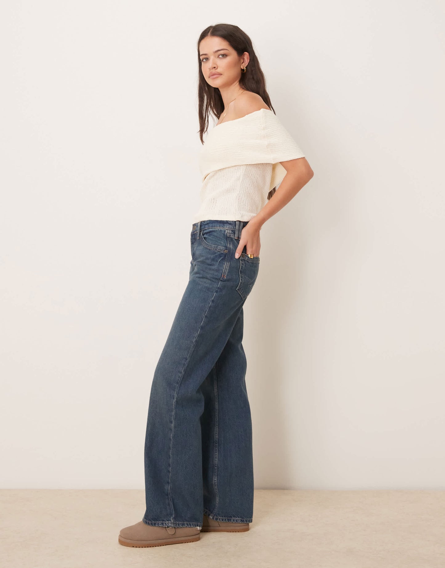 Free People tenessee low rise boyfriend jeans in outlaw blue