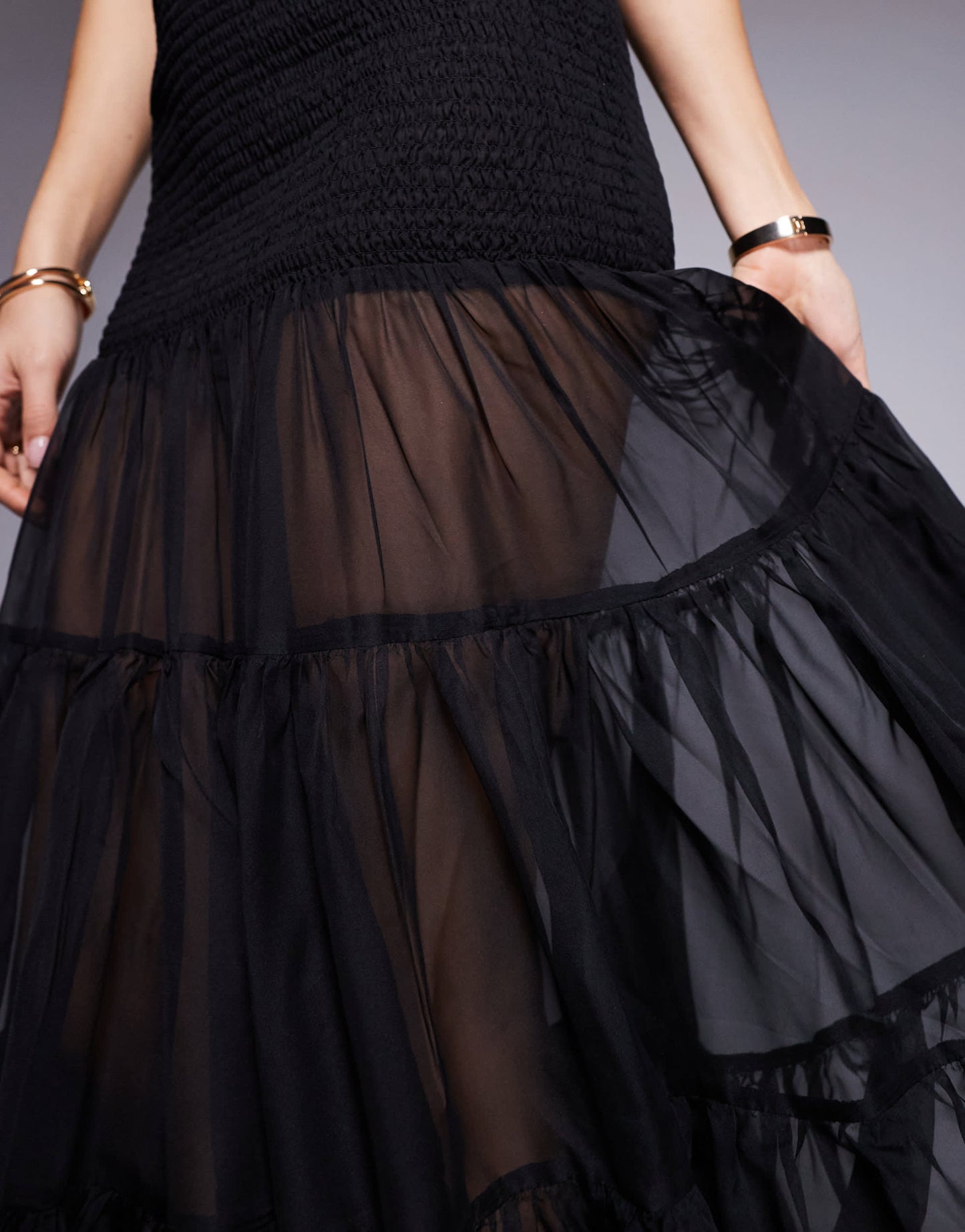 Bardot strapless maxi dress in black
