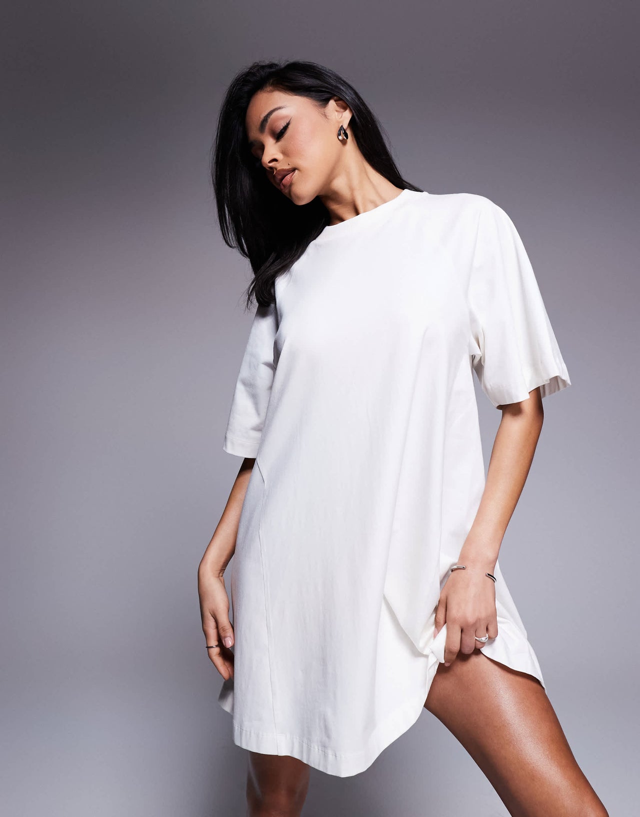 ASOS DESIGN T shirt swing mini dress in cream