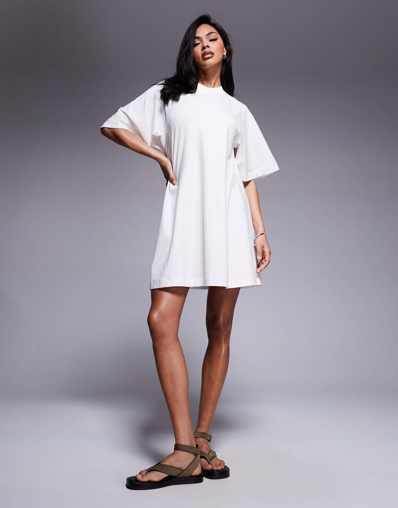 ASOS DESIGN T shirt swing mini dress in cream