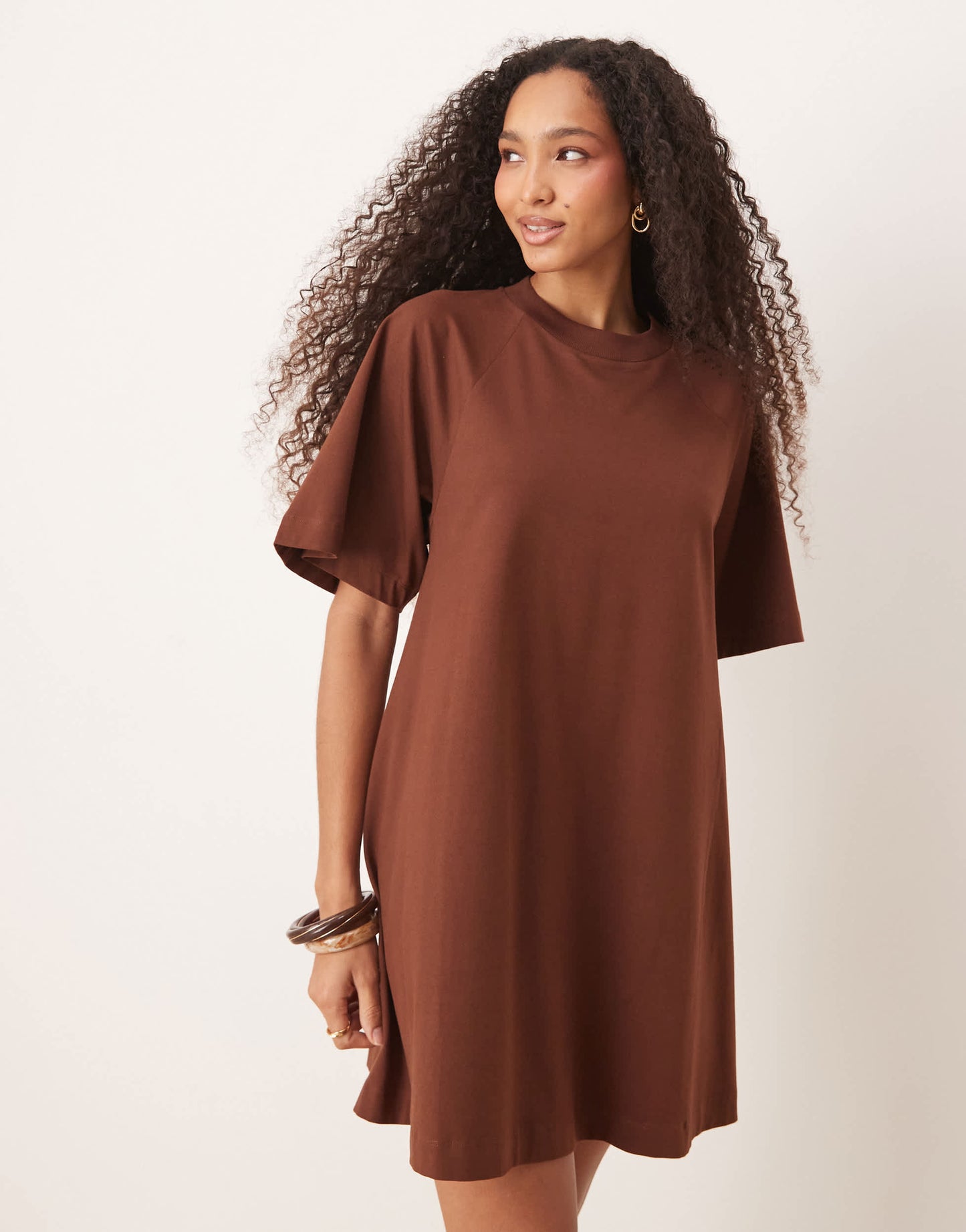 ASOS DESIGN T shirt swing mini dress in chocolate