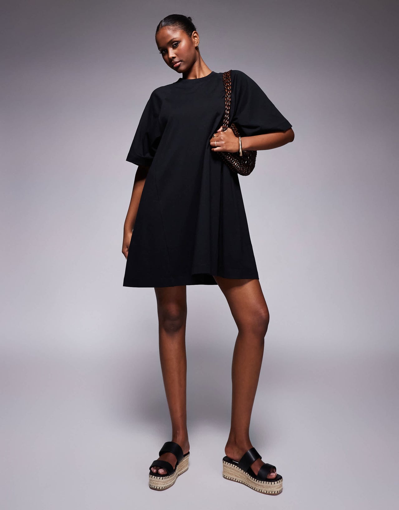 ASOS DESIGN T shirt swing mini dress in black
