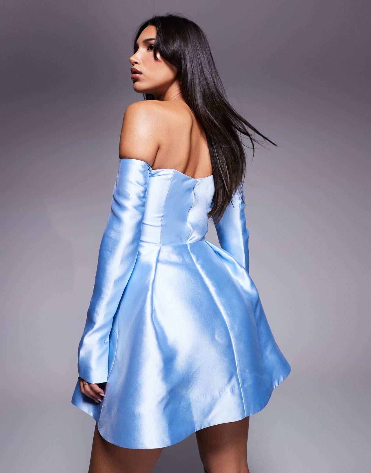 Forever New structured mini dress in muted blue