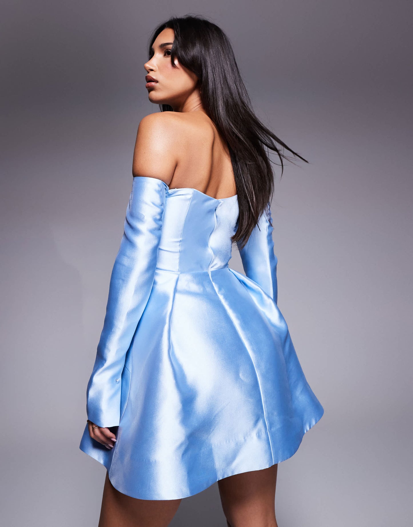 Forever New structured mini dress in muted blue