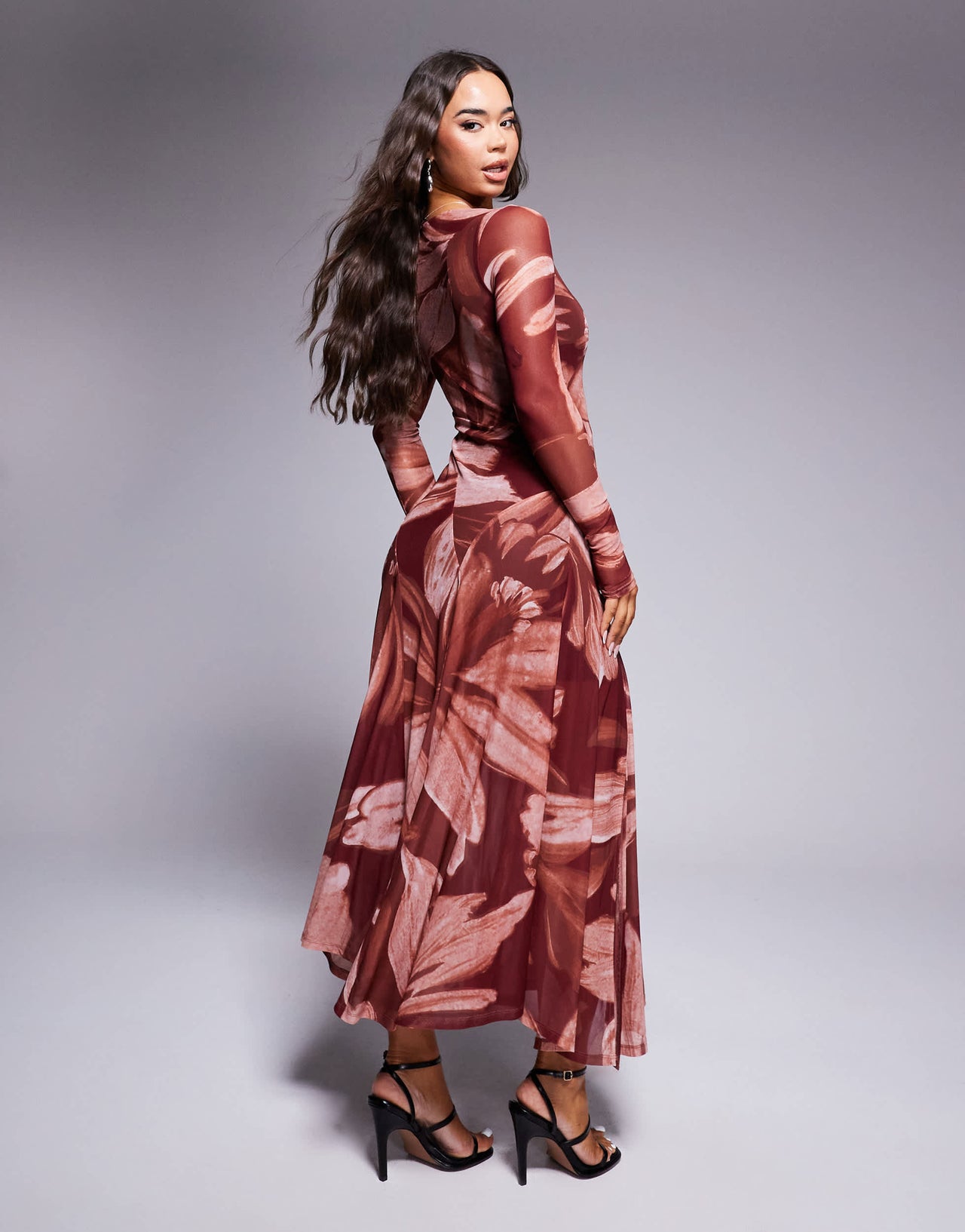 Forever New sheer dress in Rust floral