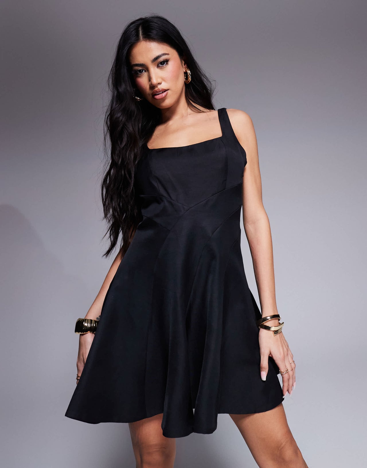 Forever New structured mini dress in black