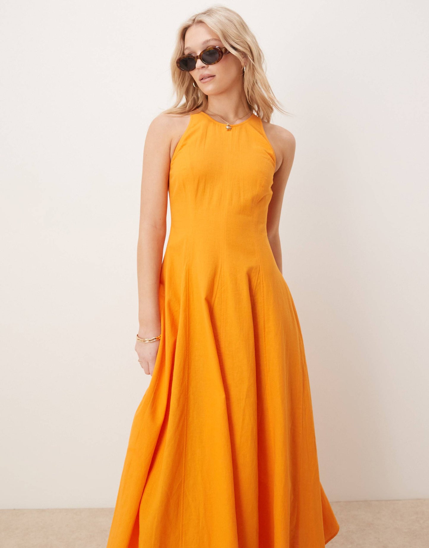 ASOS DESIGN seamed midi sundress in orange