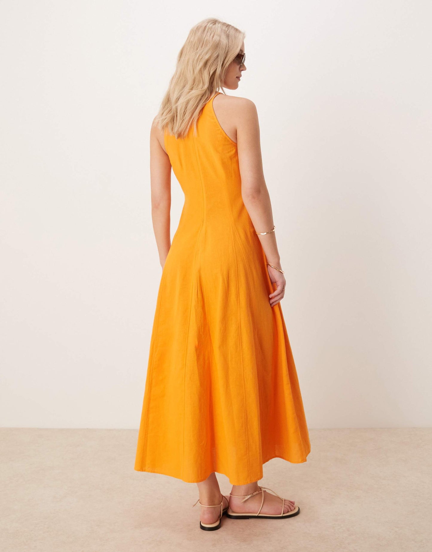 ASOS DESIGN seamed midi sundress in orange
