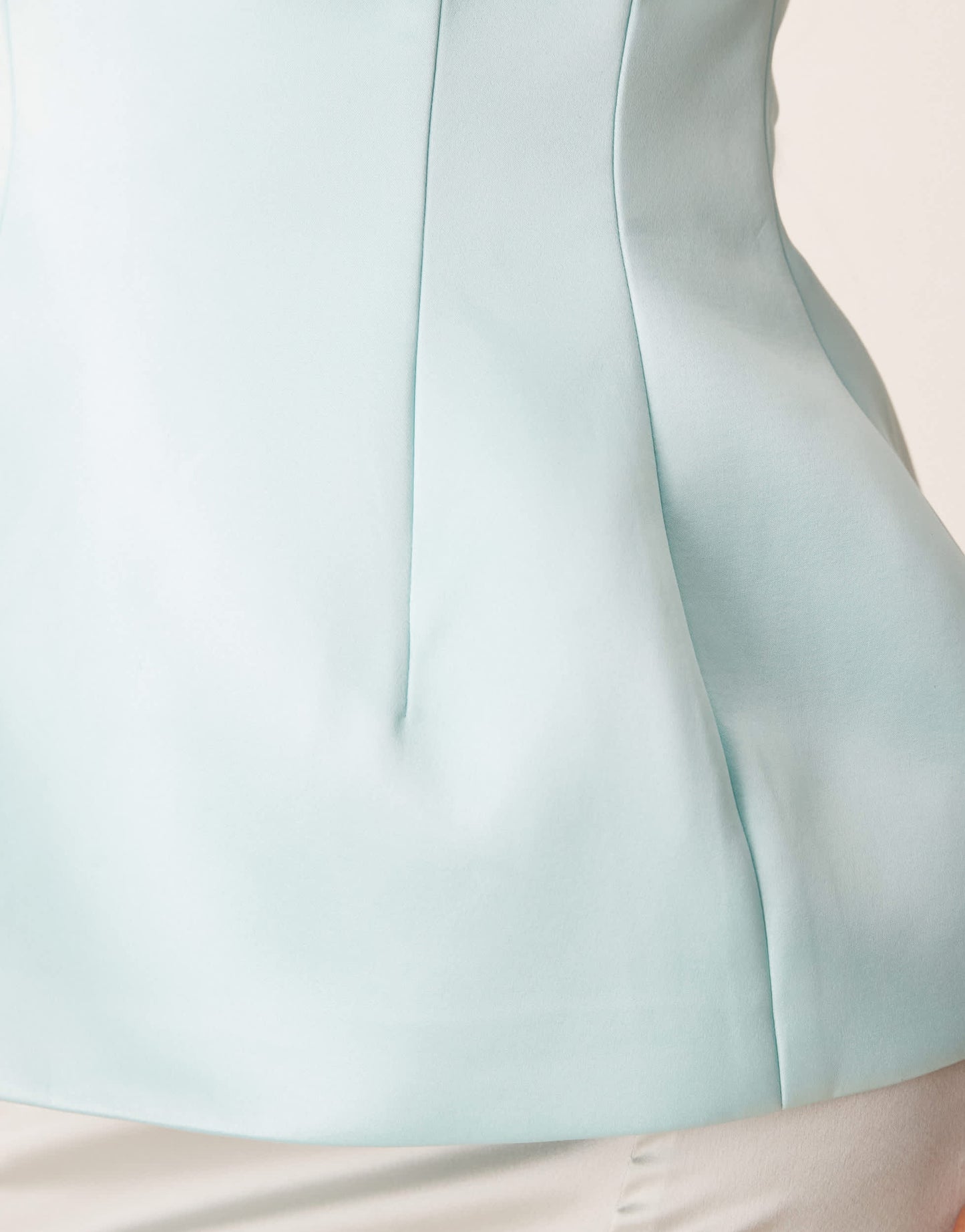 ASOS DESIGN structured satin peplum hem bandeau top in blue