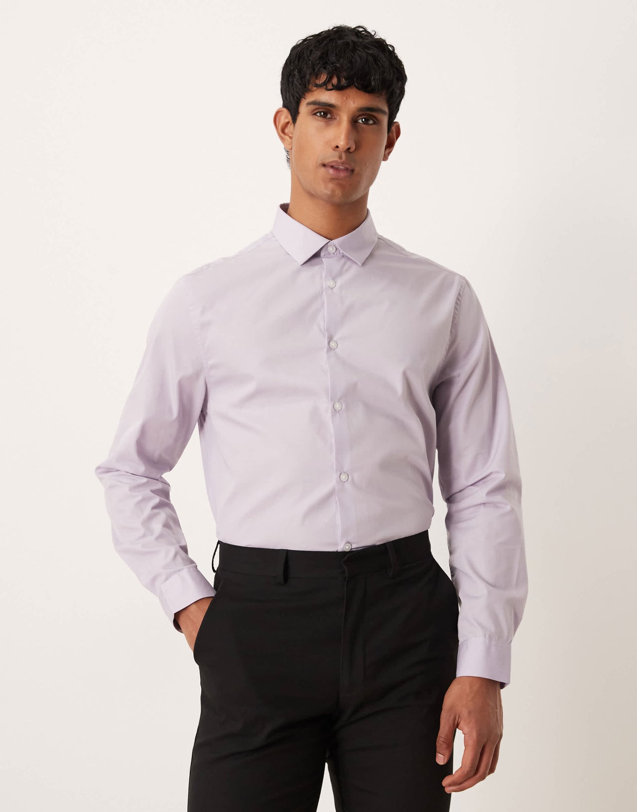 ASOS DESIGN formal easy iron poplin regular shirt in lilac
