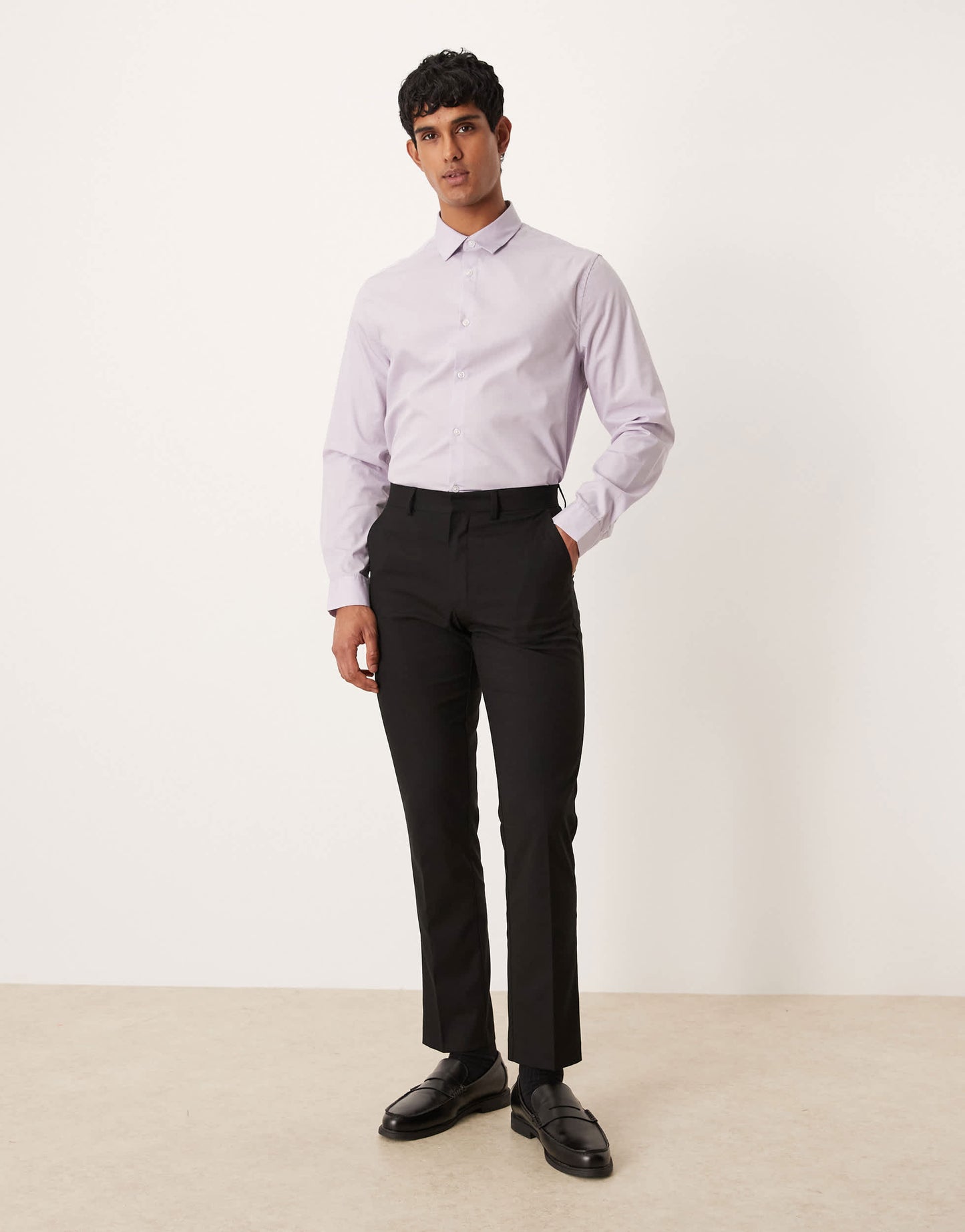 ASOS DESIGN formal easy iron poplin regular shirt in lilac