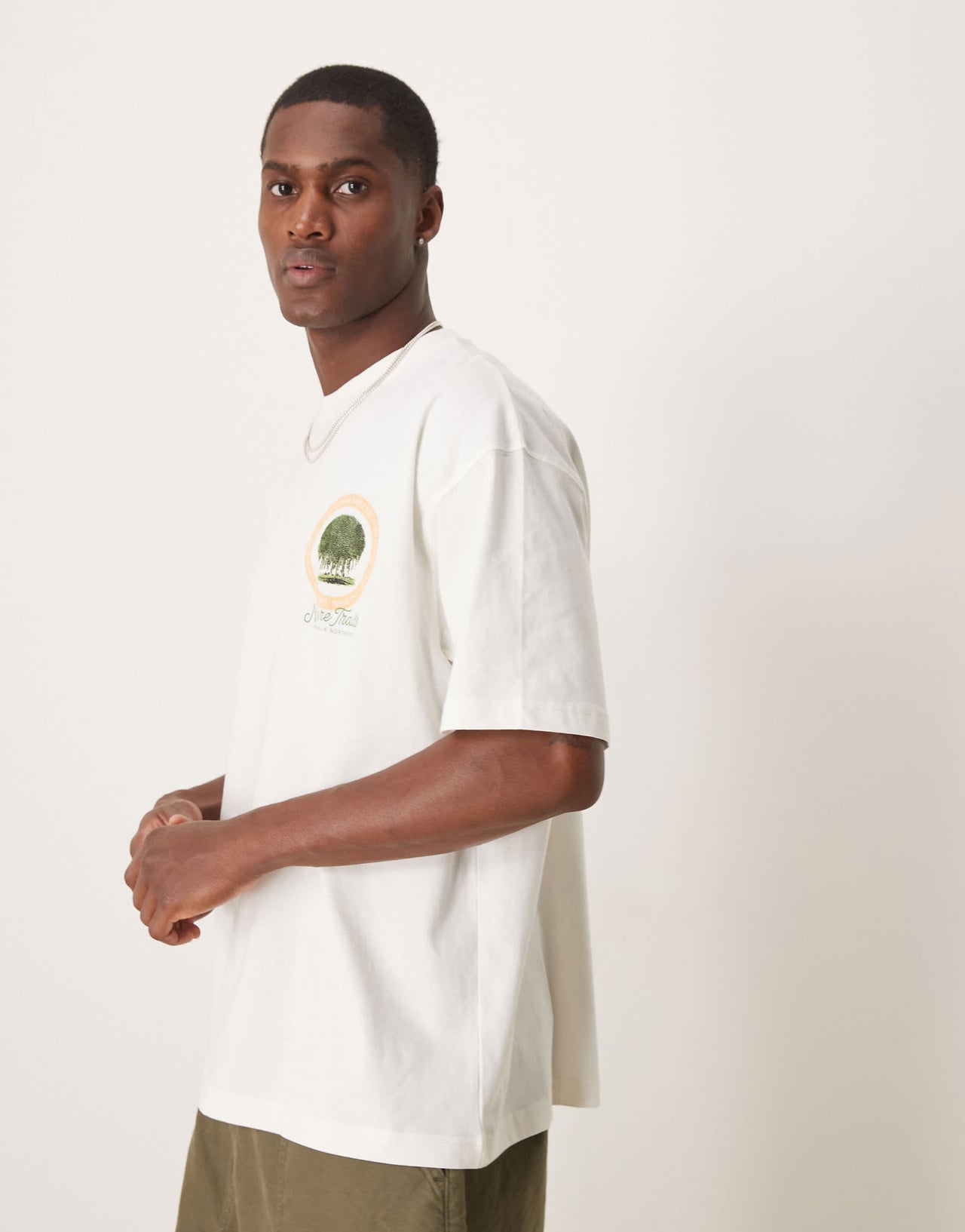 ASOS DESIGN oversized t-shirt with scenic graphic in cream