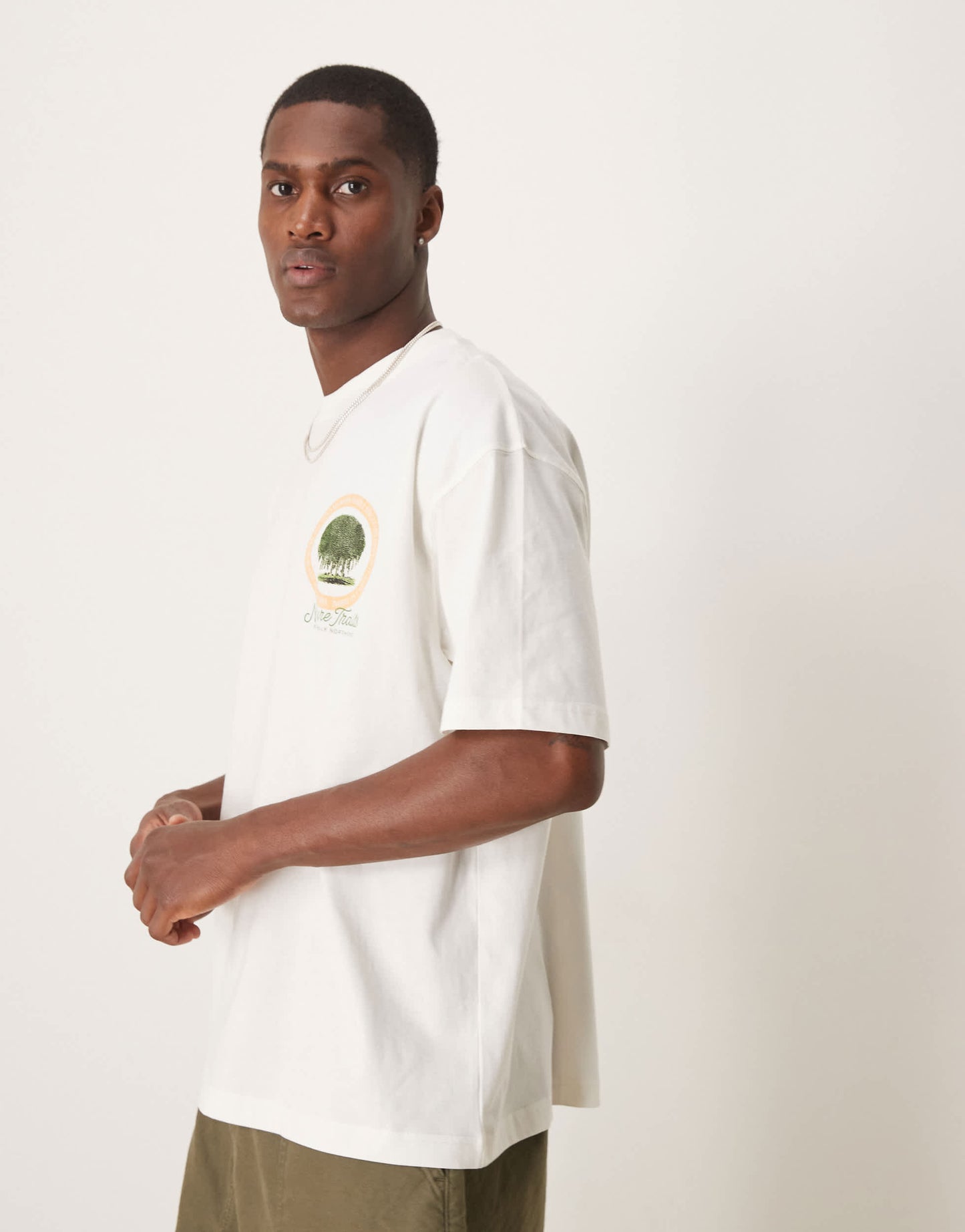 ASOS DESIGN oversized t-shirt with scenic graphic in cream