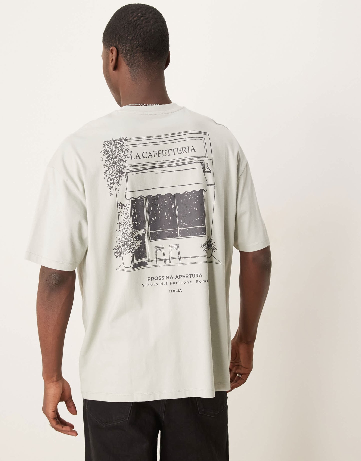 ASOS DESIG oversized t-shirt with scenic graphic in grey
