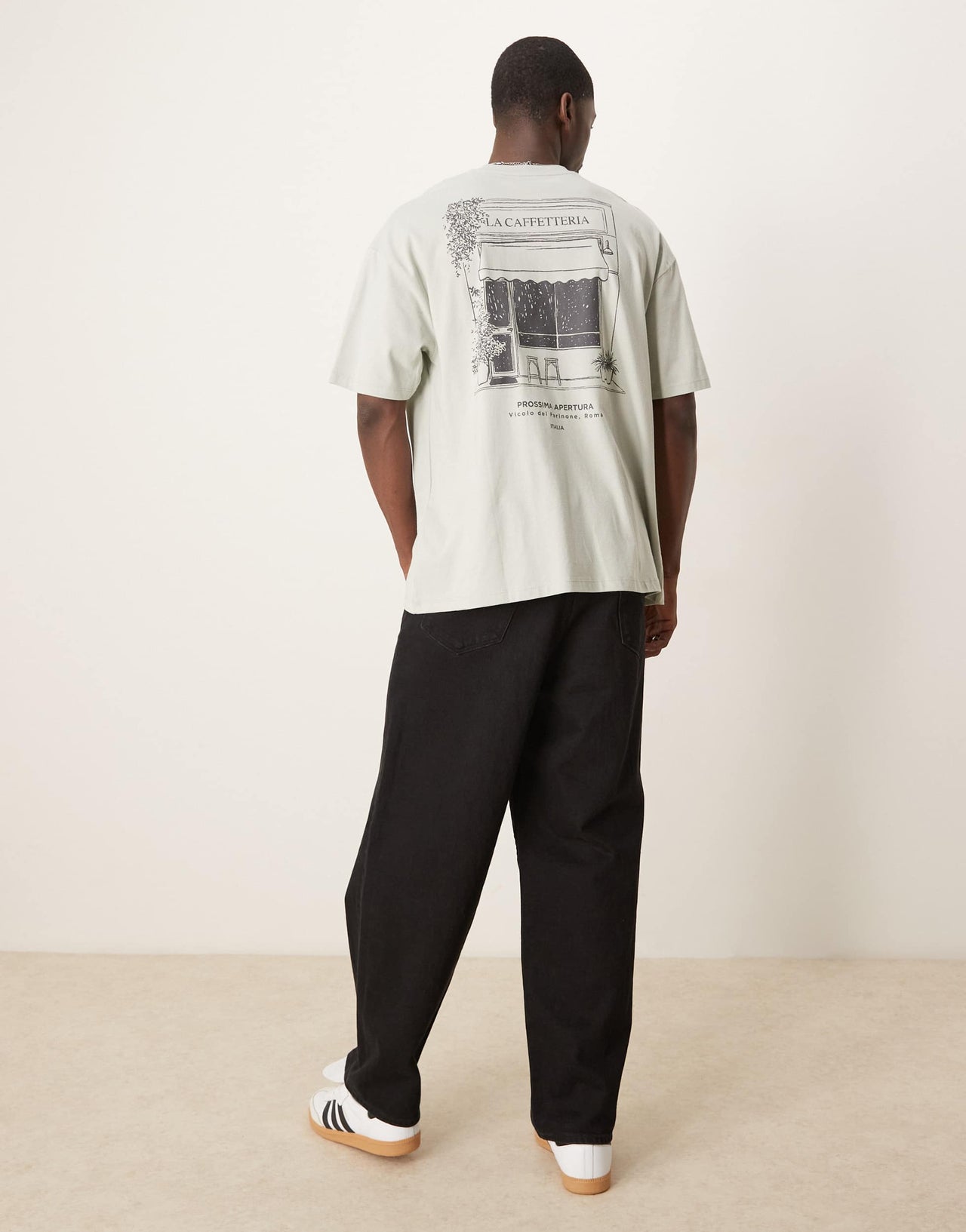 ASOS DESIG oversized t-shirt with scenic graphic in grey
