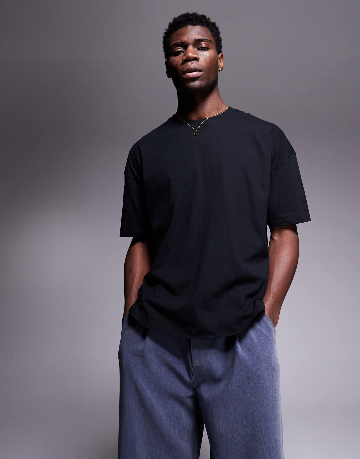 ASOS DESIGN oversized dropped shoulder t-shirt with celestial graphic in black