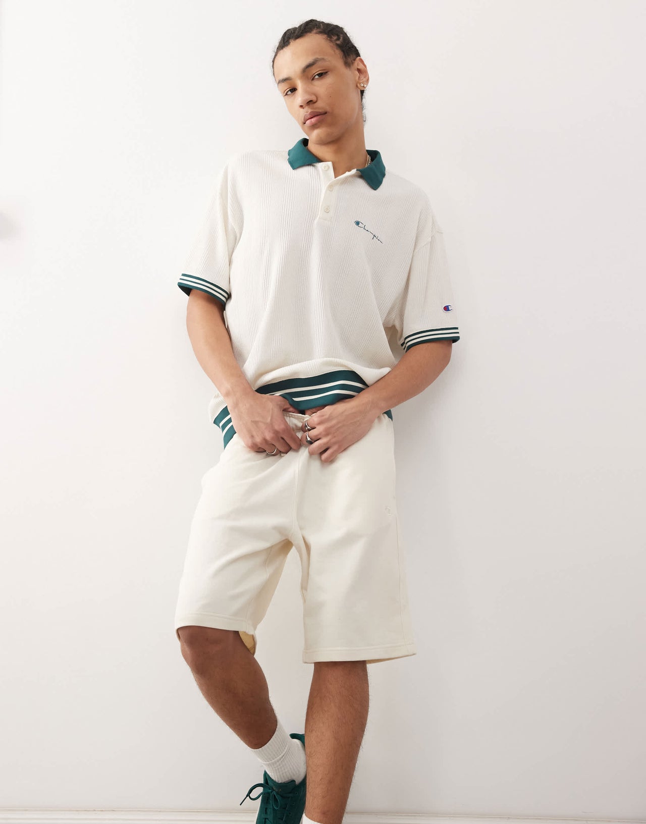 Champion Bermuda long shorts in off white