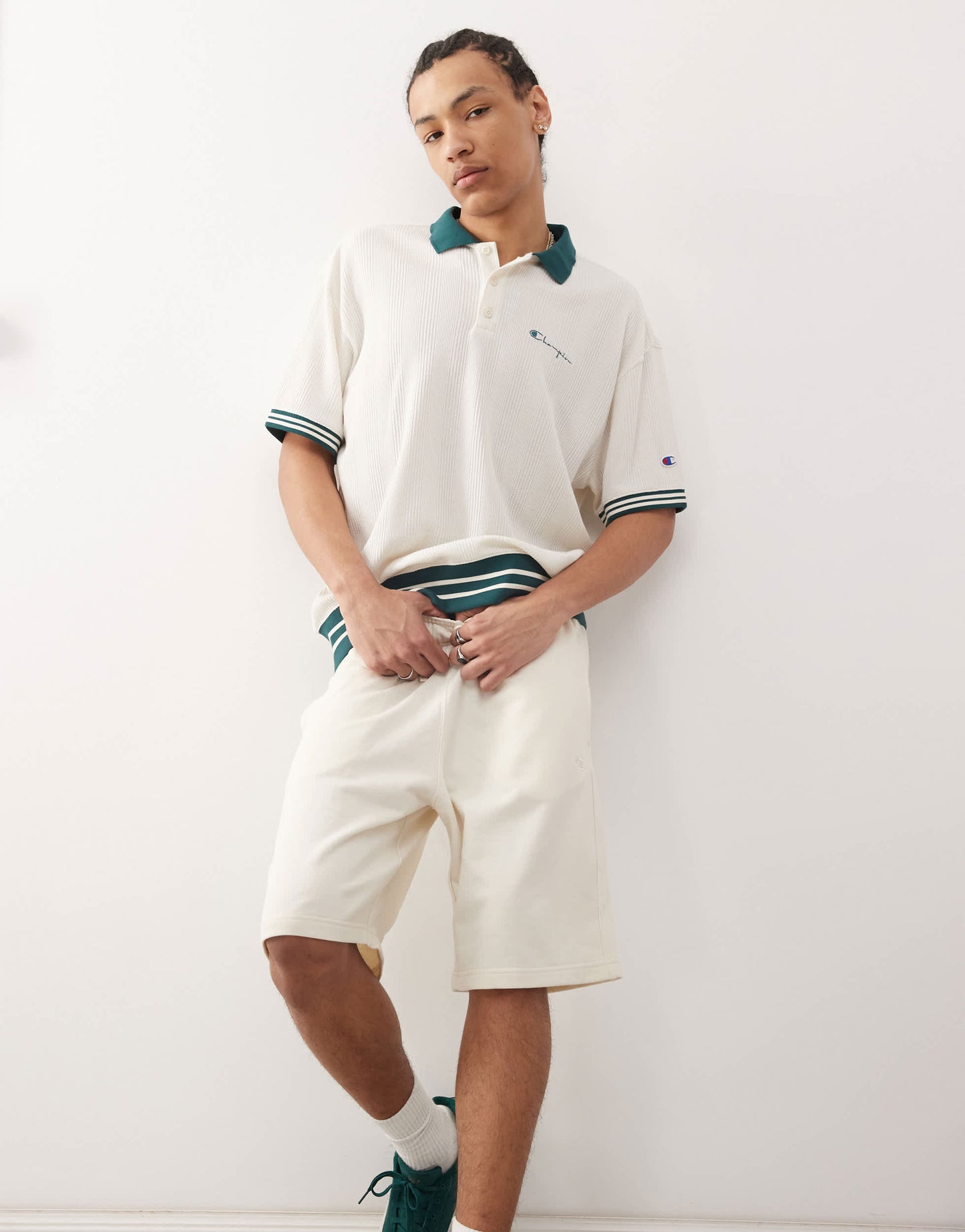 Champion Bermuda long shorts in off white