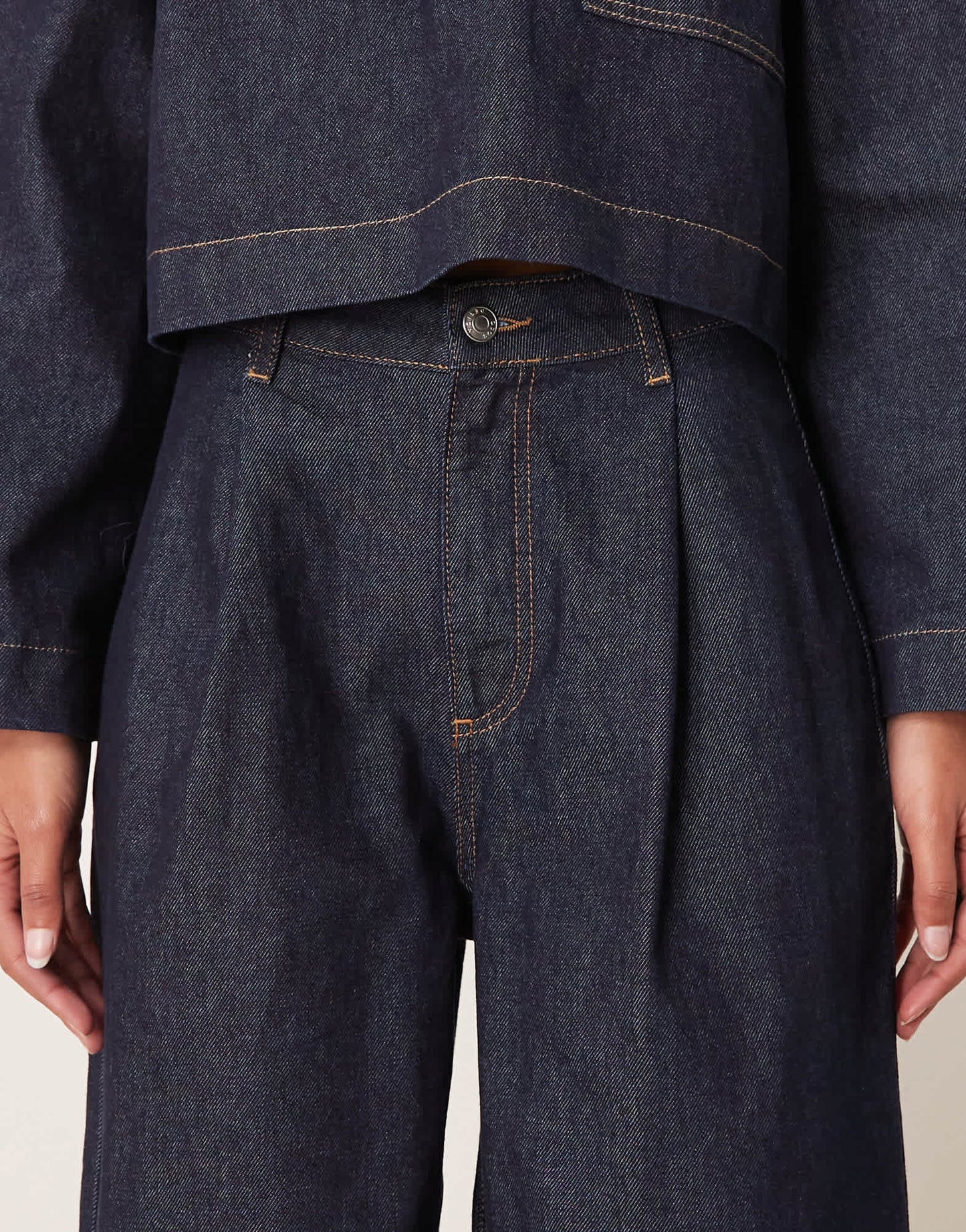 ASOS DESIGN wide leg jean with pleats in dark indigo