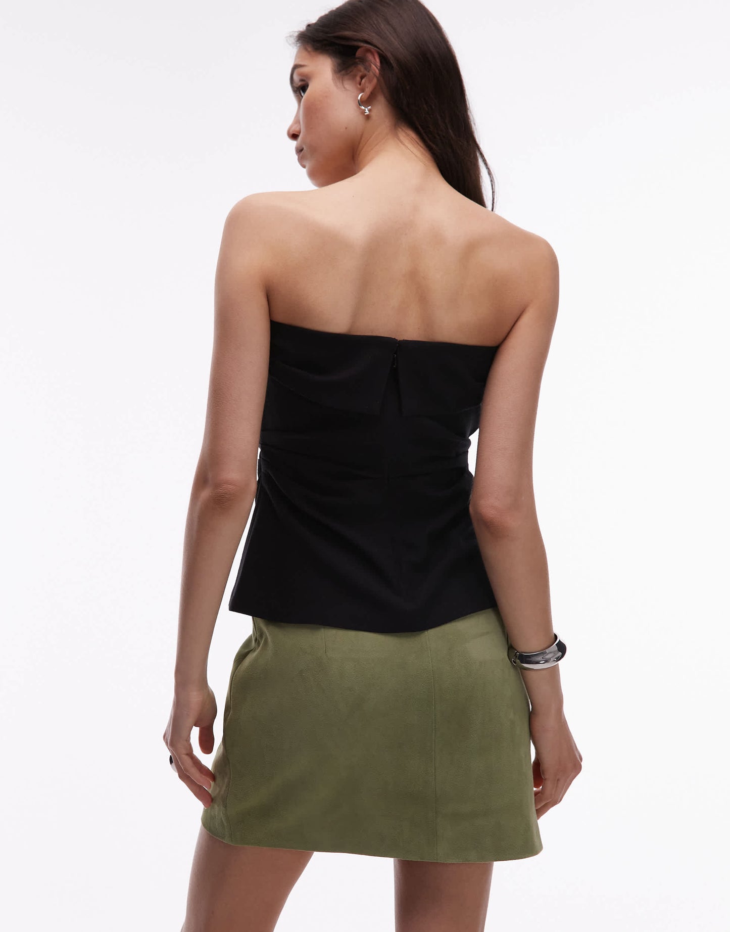 Topshop co-ord real suede pelmet mid waist mini skirt in khaki