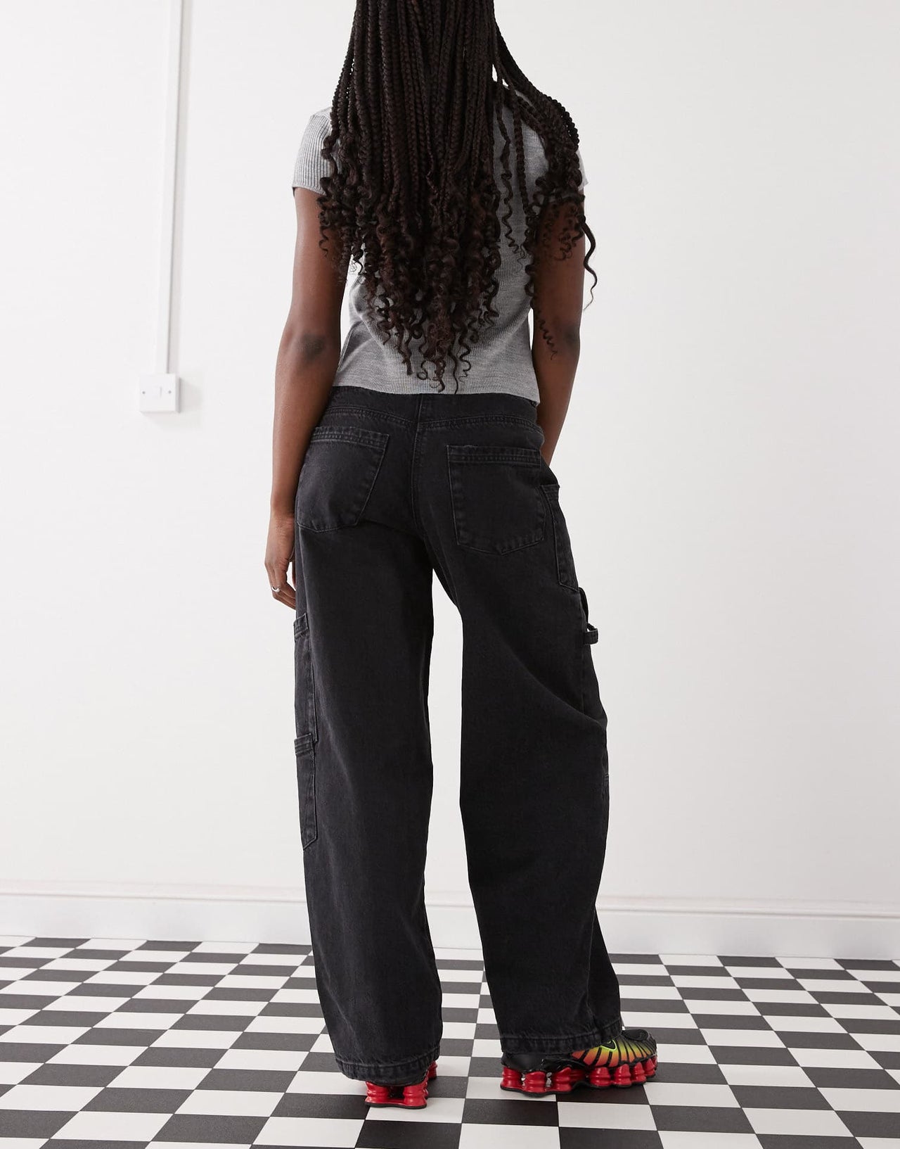 COLLUSION baggy jean with asymmetric waistband in washed charcoal