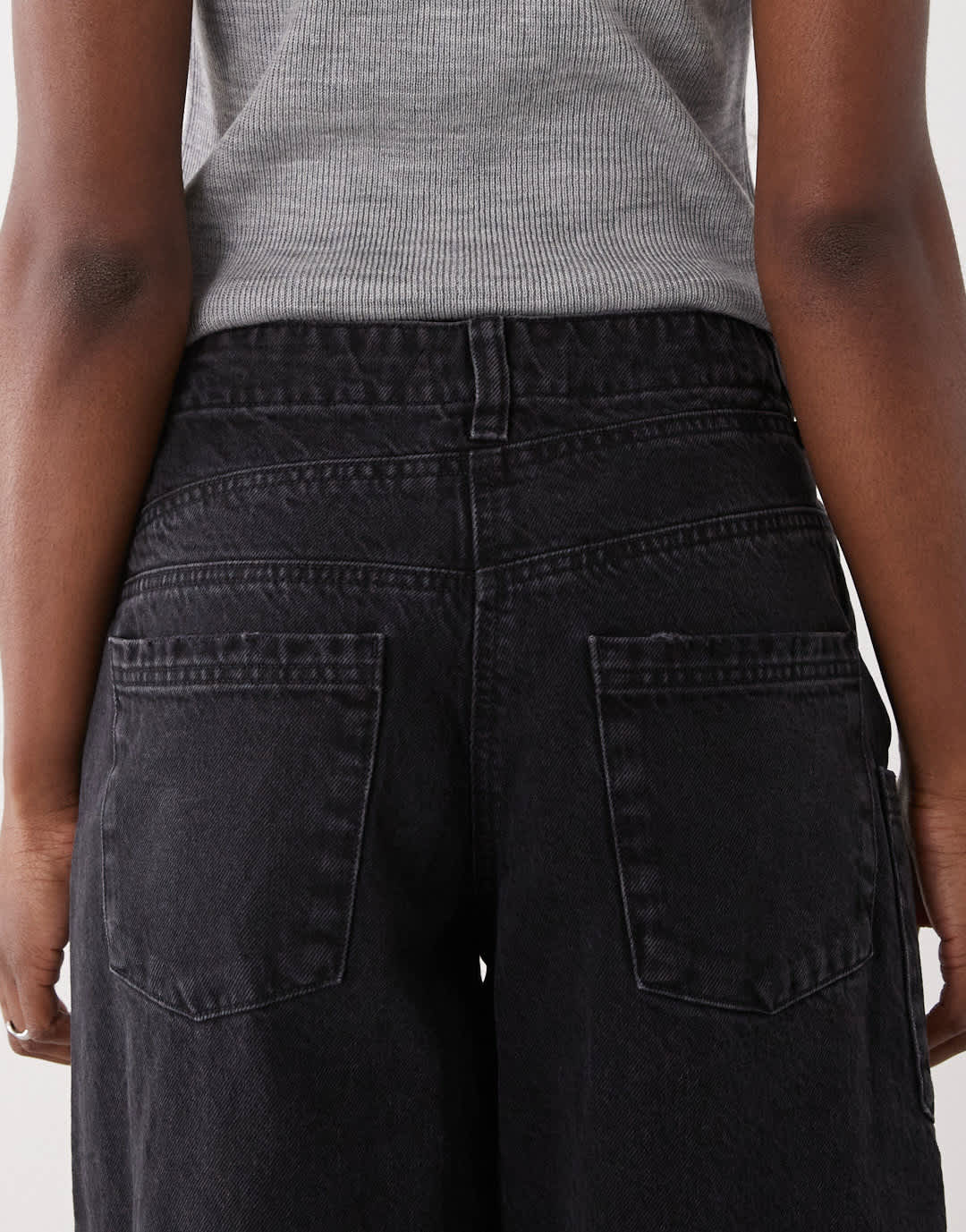 COLLUSION baggy jean with asymmetric waistband in washed charcoal