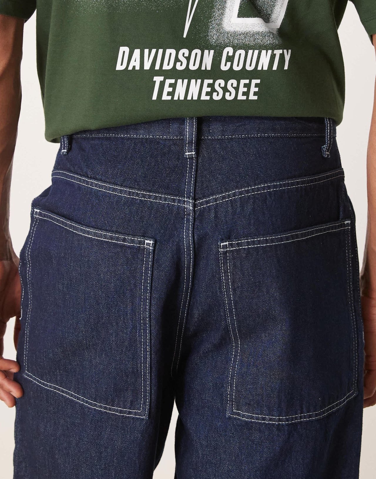 ASOS DESIGN wide skater jeans with contrast stitch in rinse wash