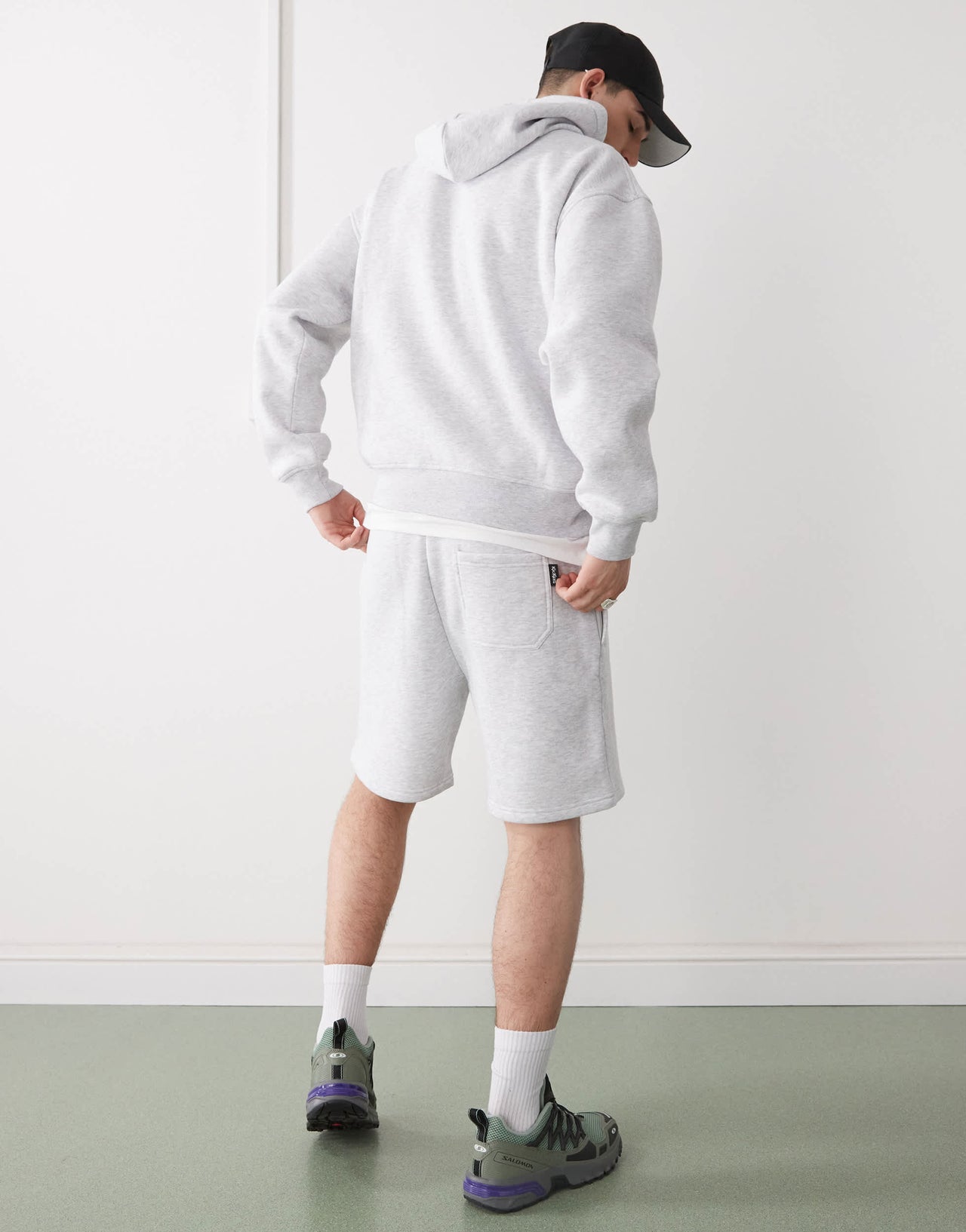 Kickers fleece short in light grey marl co-ord