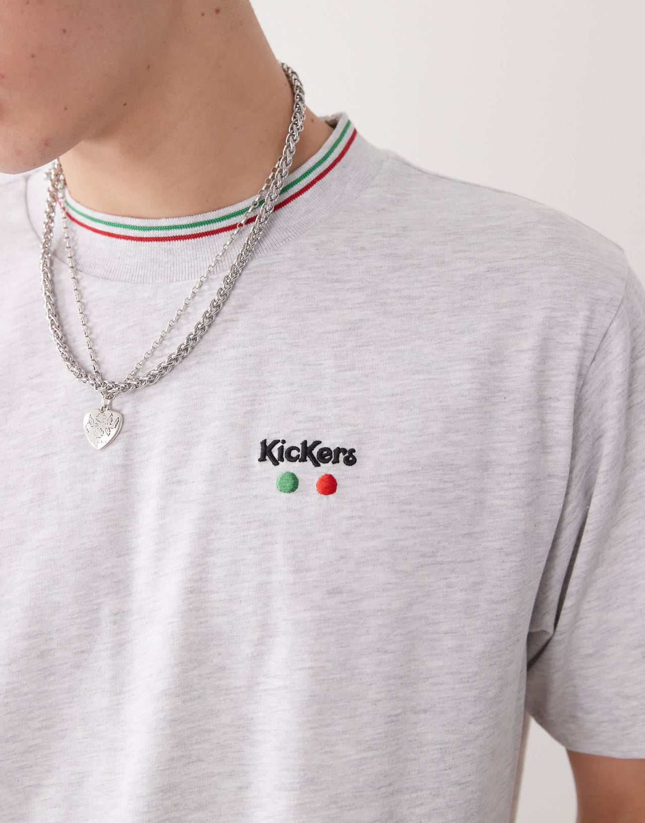 Kickers oversized t-shirt with kickers graphic in light grey marl