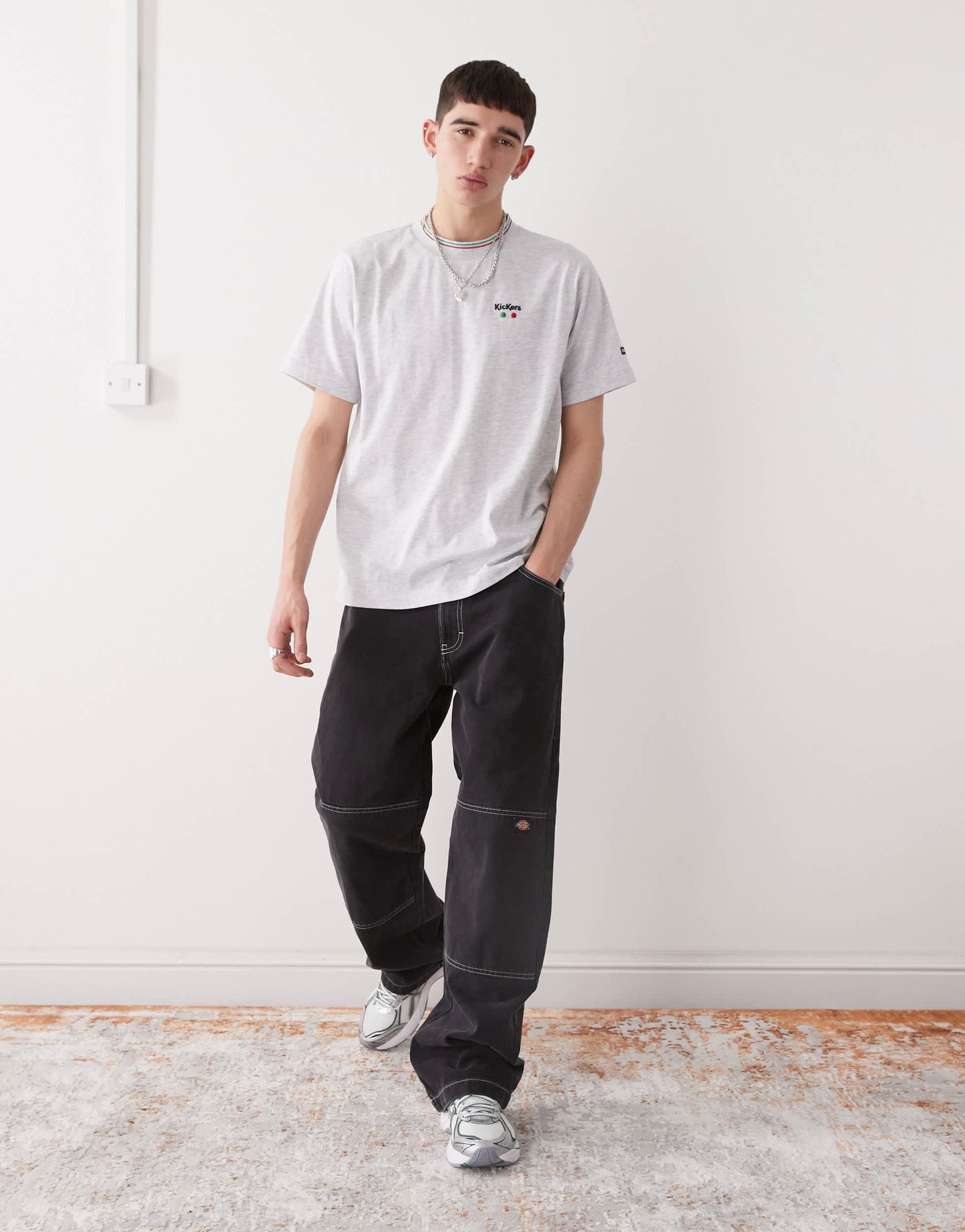 Kickers oversized t-shirt with kickers graphic in light grey marl